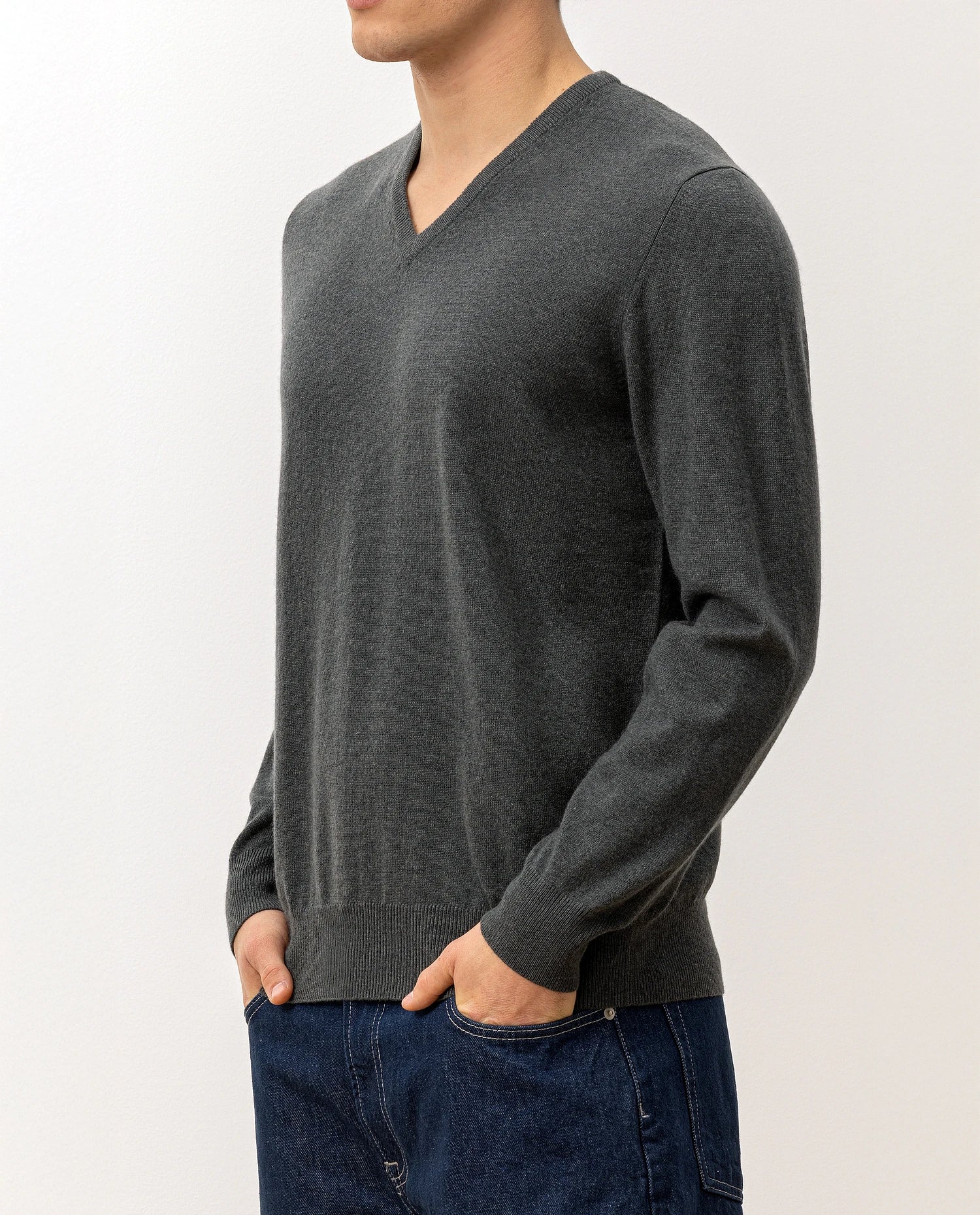 100-30020-37_6 - Allude - 100% Cashmere Active Cashmere Feinstrick Flachstrick Grün Herren Langarm NOS Pullover SAPG::101-30020 V-Ausschnitt