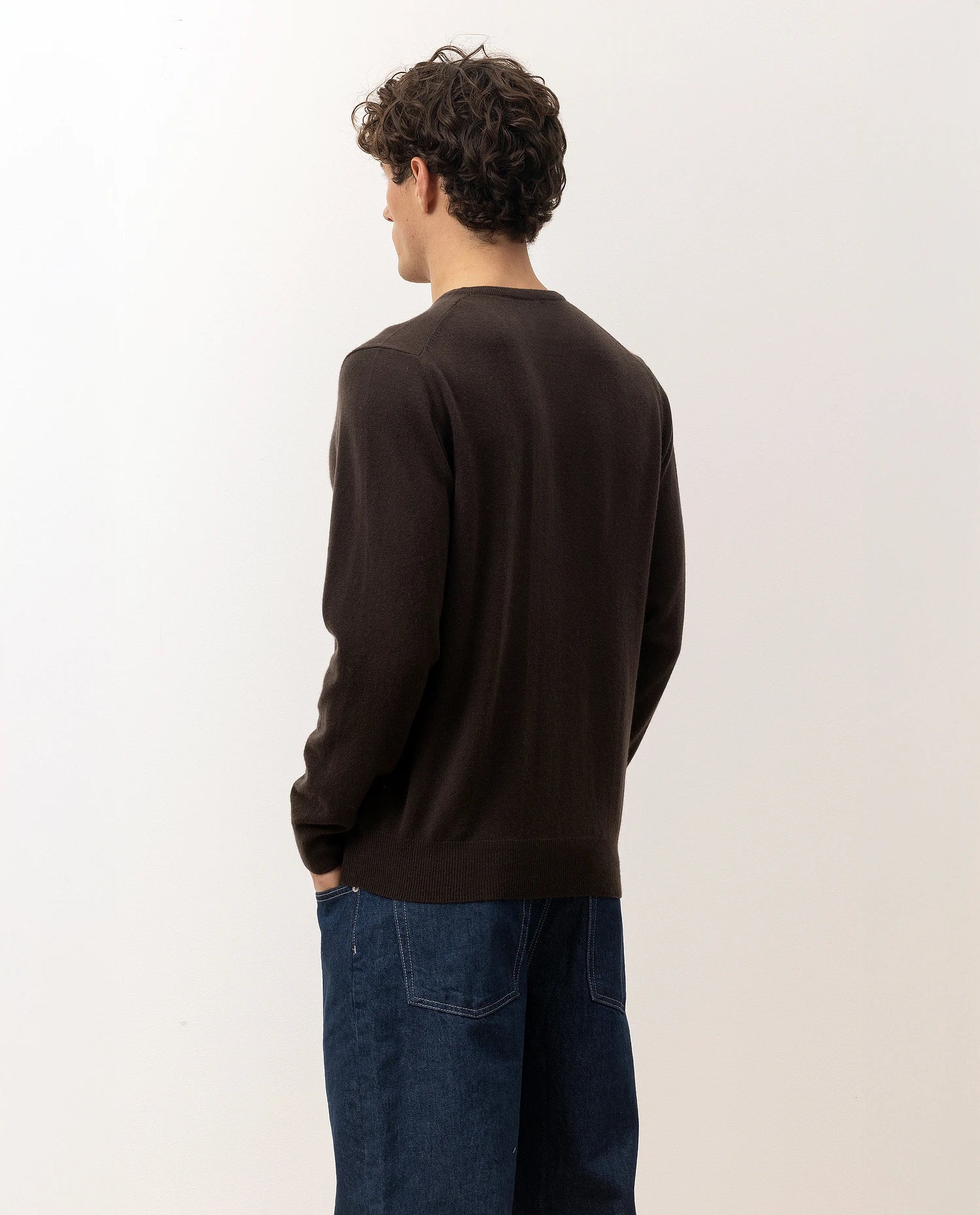 100-30020-49_7 - Allude - 100% Cashmere Active Braun Cashmere Feinstrick Flachstrick Herren Langarm NOS Pullover SAPG::101-30020 V-Ausschnitt