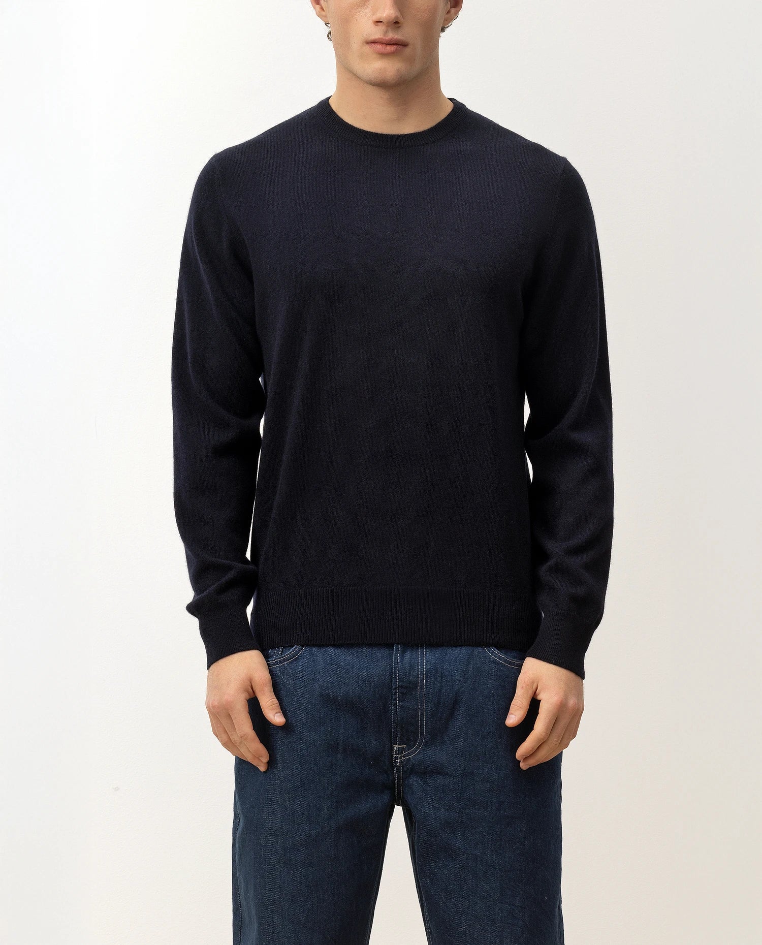 100-30021-14_4 - Allude - 100% Cashmere Active Cashmere Feinstrick Flachstrick Herren Langarm Navy NOS Pullover Rundhals SAPG::101-30021