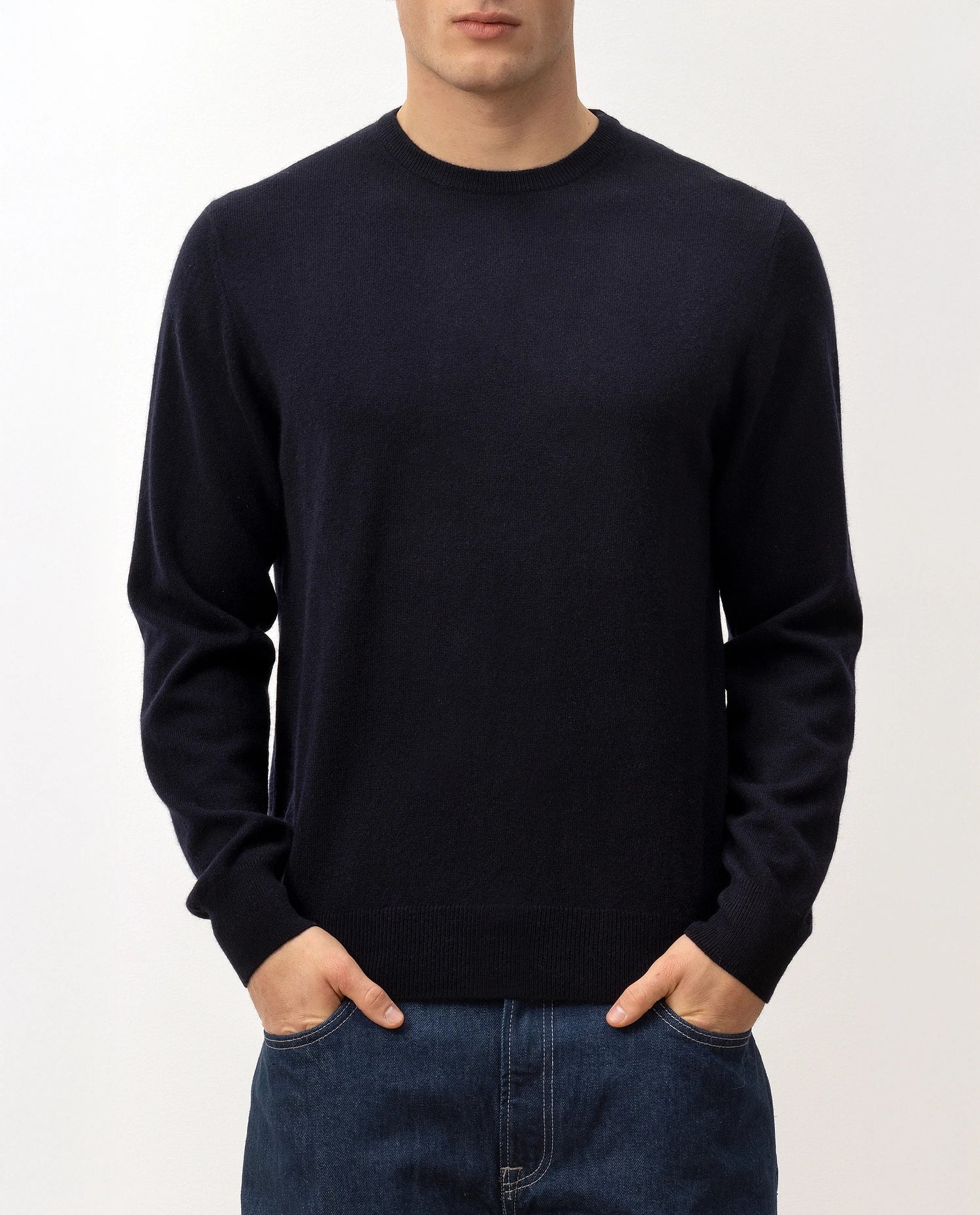 100-30021-14_5 - Allude - 100% Cashmere Active Cashmere Feinstrick Flachstrick Herren Langarm Navy NOS Pullover Rundhals SAPG::101-30021
