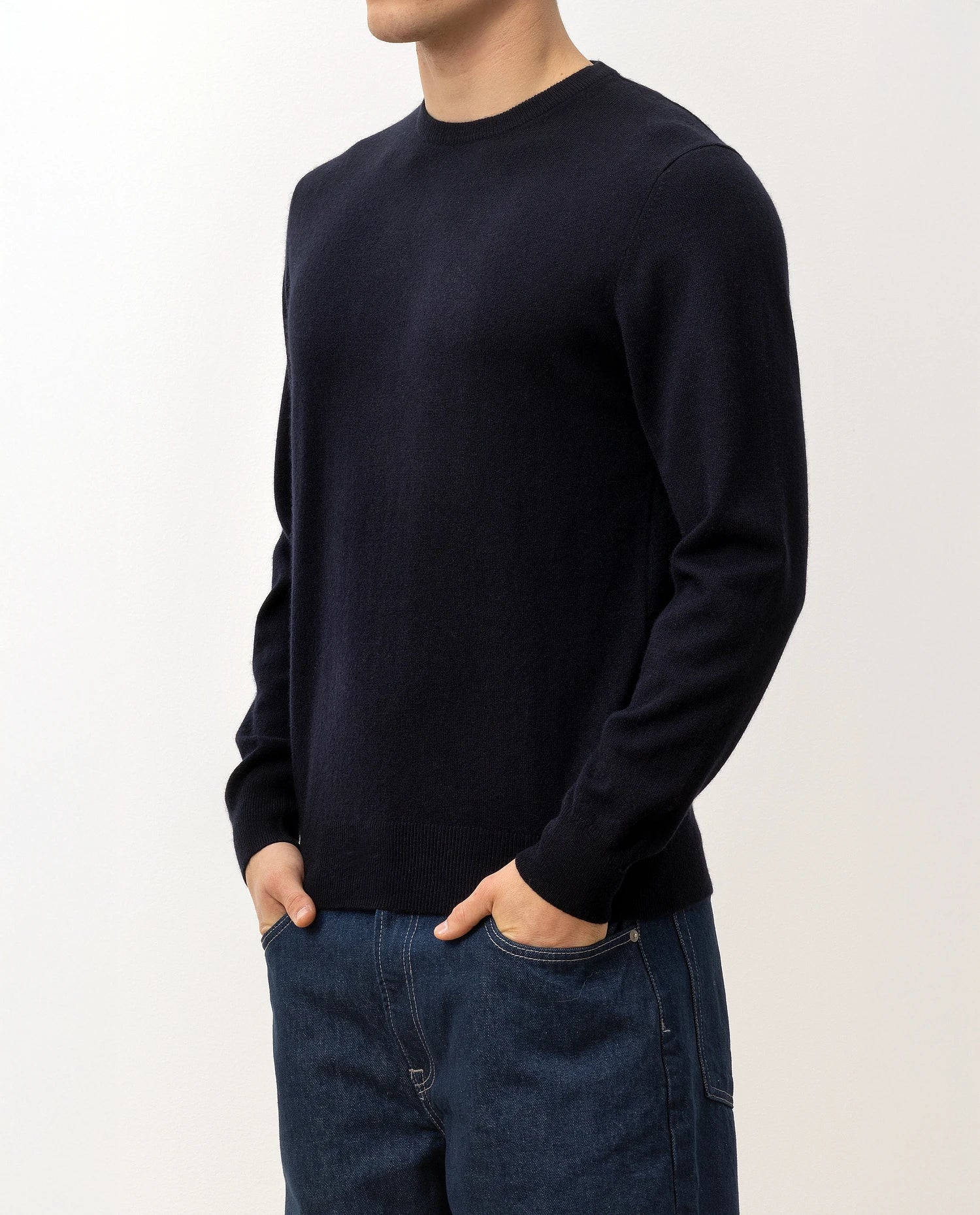 100-30021-14_6 - Allude - 100% Cashmere Active Cashmere Feinstrick Flachstrick Herren Langarm Navy NOS Pullover Rundhals SAPG::101-30021