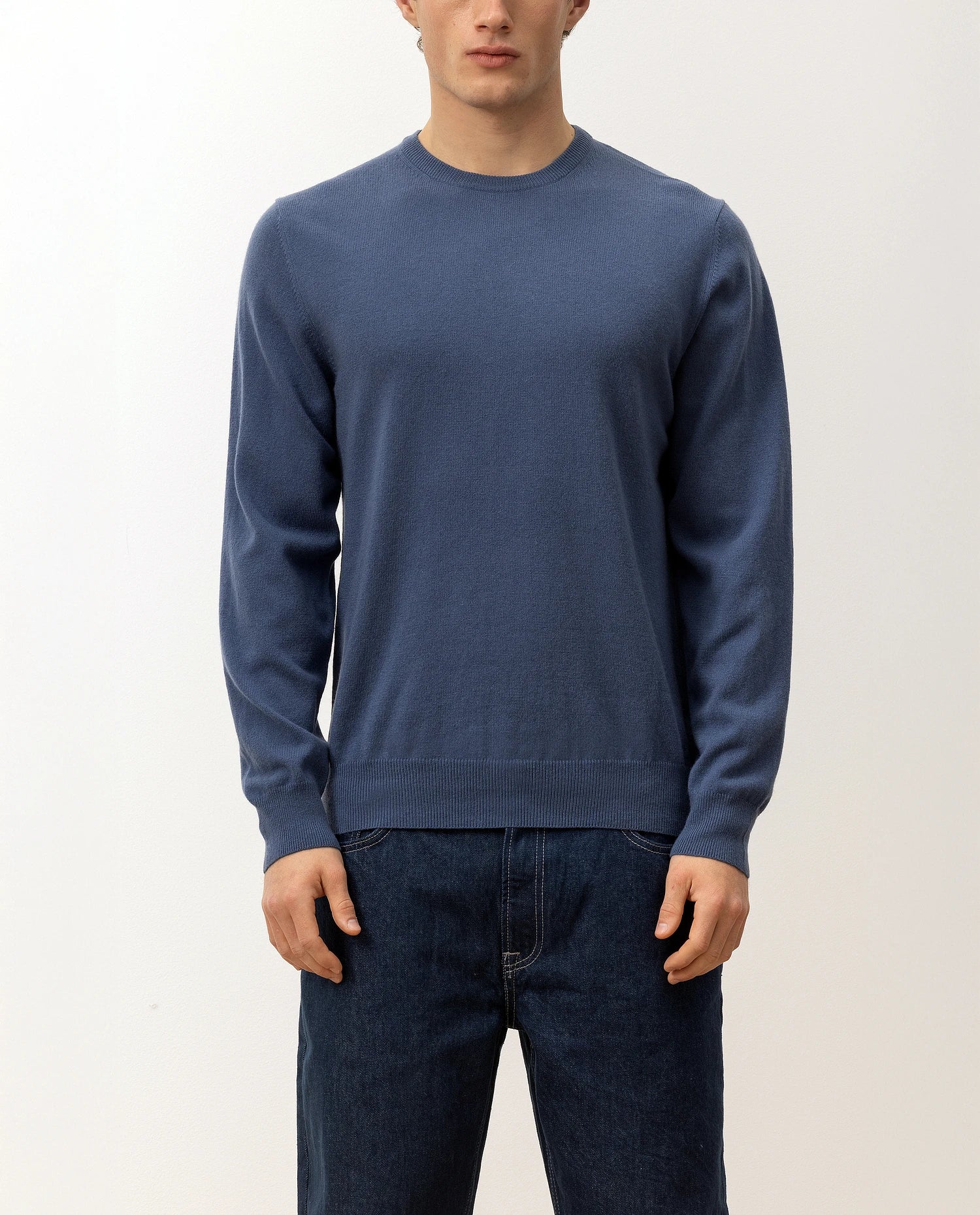100-30021-15_4 - Allude - 100% Cashmere Active Blau Cashmere Feinstrick Flachstrick Herren Langarm NOS Pullover Rundhals SAPG::101-30021