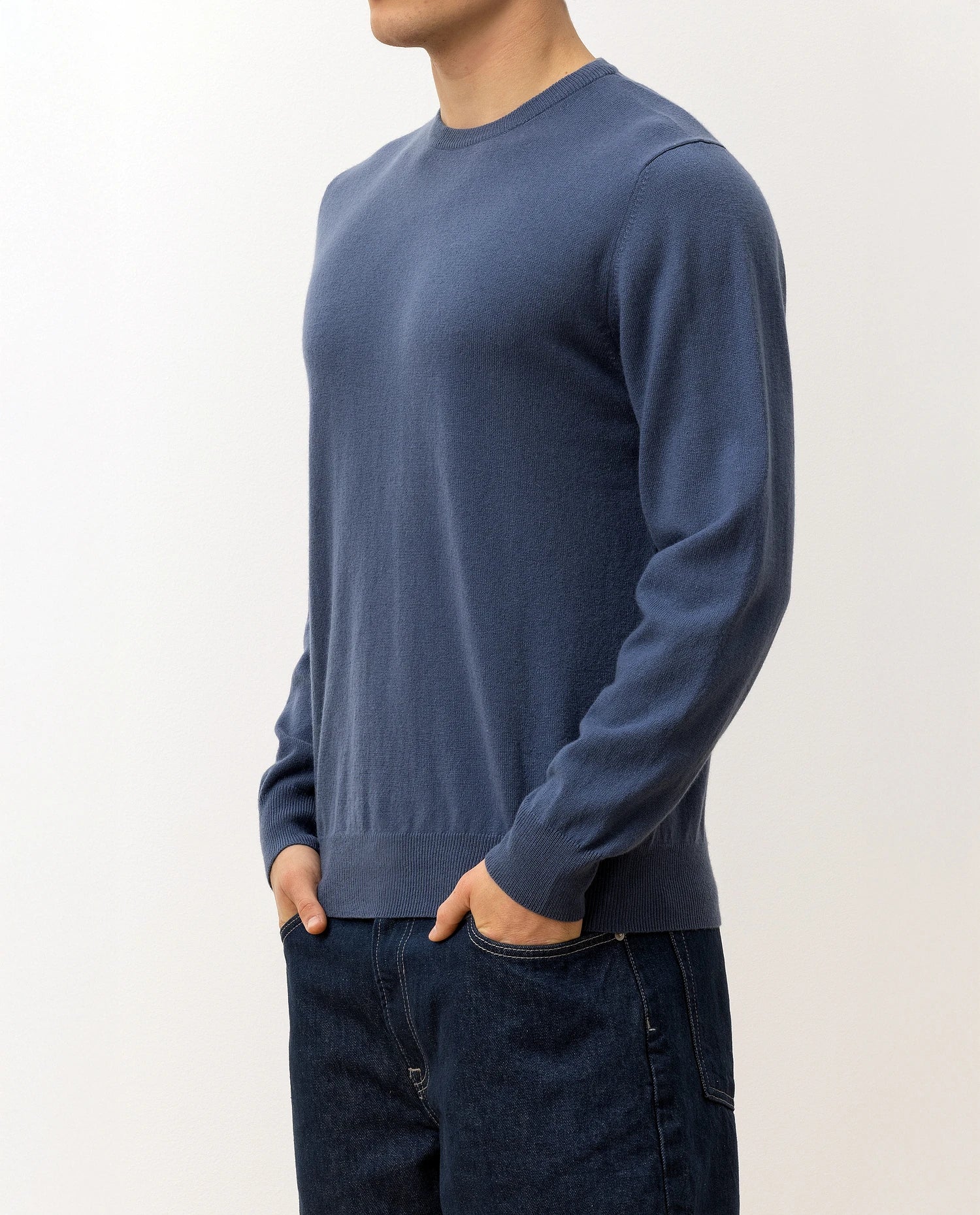 100-30021-15_6 - Allude - 100% Cashmere Active Blau Cashmere Feinstrick Flachstrick Herren Langarm NOS Pullover Rundhals SAPG::101-30021