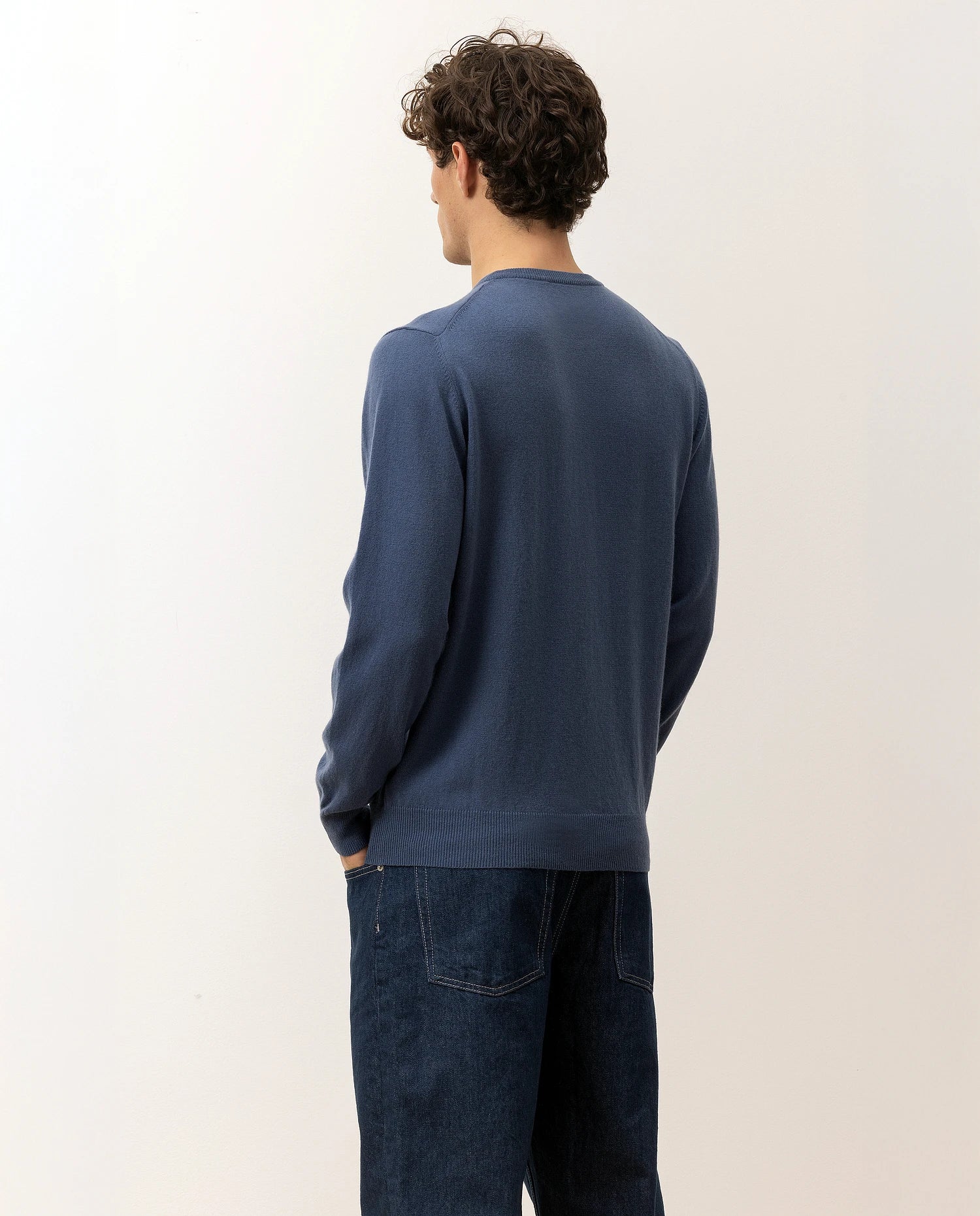 100-30021-15_7 - Allude - 100% Cashmere Active Blau Cashmere Feinstrick Flachstrick Herren Langarm NOS Pullover Rundhals SAPG::101-30021