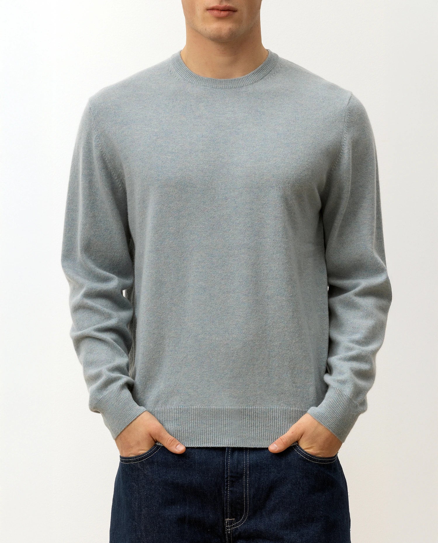 100-30021-16_5 - Allude - 100% Cashmere Active Blau Cashmere Feinstrick Flachstrick Herren Langarm NOS Pullover Rundhals SAPG::101-30021