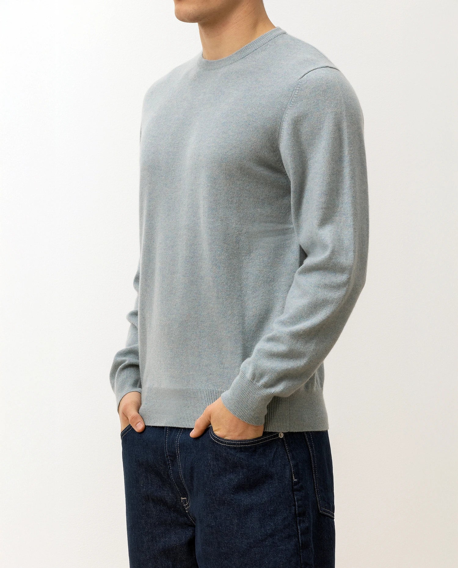 100-30021-16_6 - Allude - 100% Cashmere Active Blau Cashmere Feinstrick Flachstrick Herren Langarm NOS Pullover Rundhals SAPG::101-30021