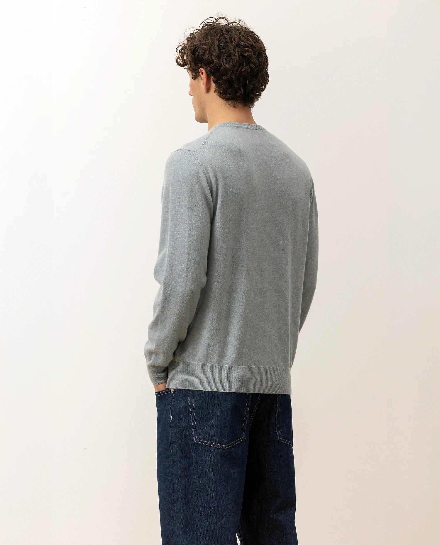 100-30021-16_7 - Allude - 100% Cashmere Active Blau Cashmere Feinstrick Flachstrick Herren Langarm NOS Pullover Rundhals SAPG::101-30021