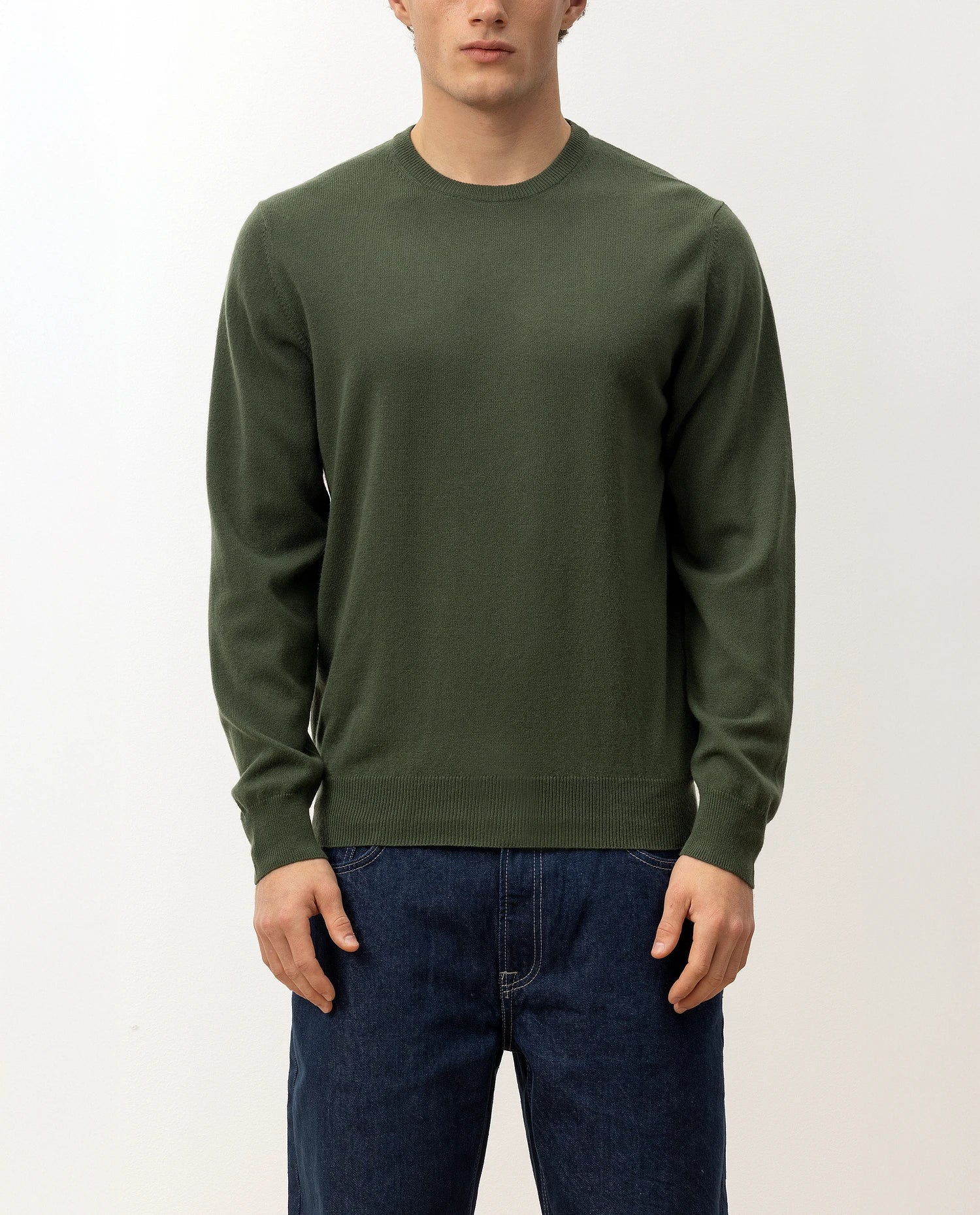 100-30021-34_4 - Allude - 100% Cashmere Active Cashmere Feinstrick Flachstrick Grün Herren Langarm NOS Pullover Rundhals SAPG::101-30021