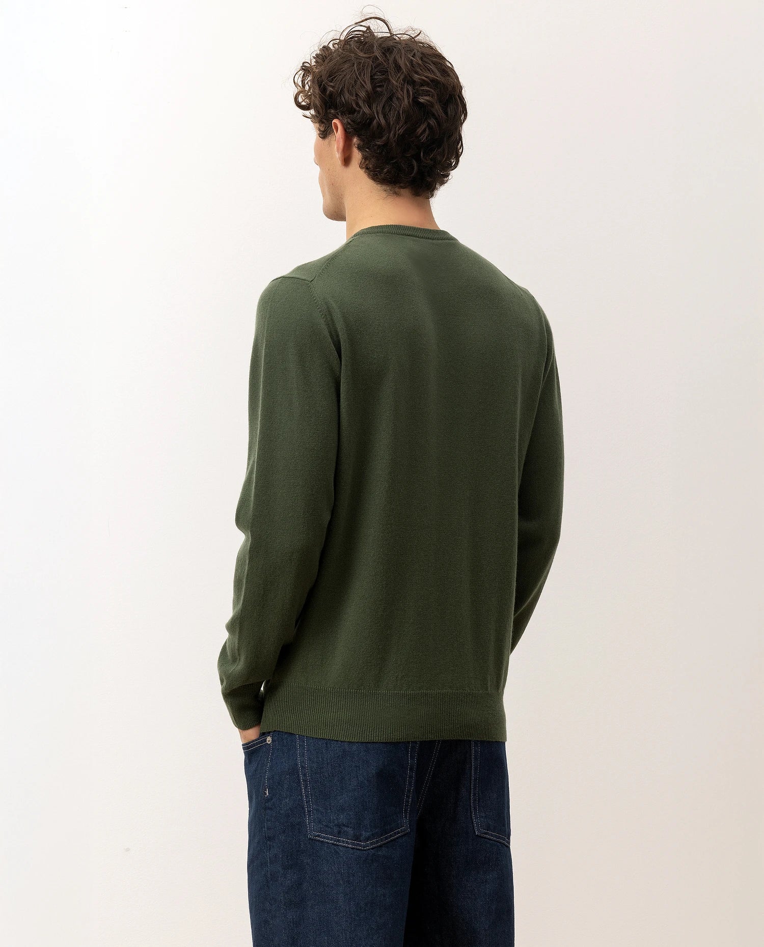 100-30021-34_7 - Allude - 100% Cashmere Active Cashmere Feinstrick Flachstrick Grün Herren Langarm NOS Pullover Rundhals SAPG::101-30021