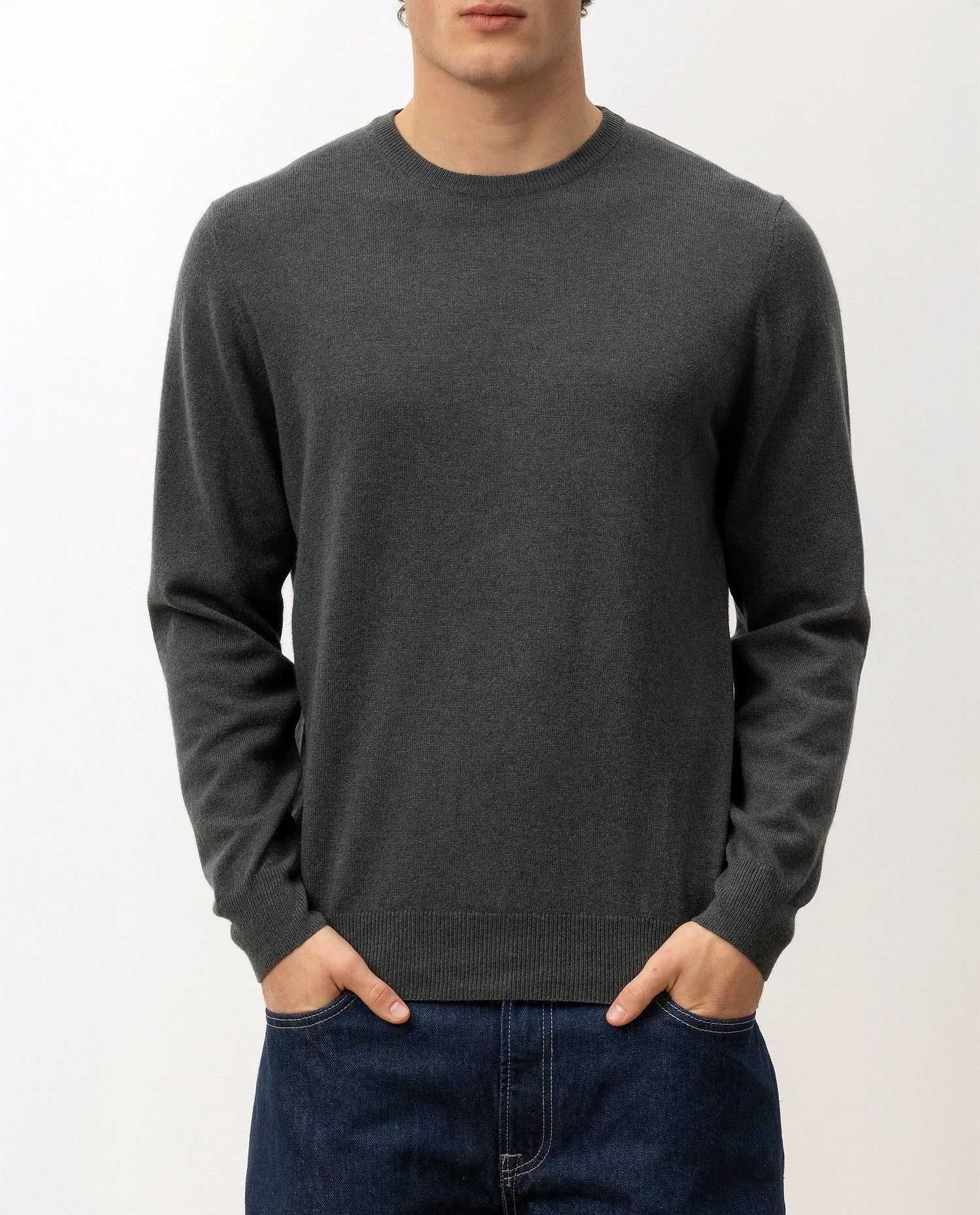 100-30021-37_5 - Allude - 100% Cashmere Active Cashmere Feinstrick Flachstrick Grün Herren Langarm NOS Pullover Rundhals SAPG::101-30021