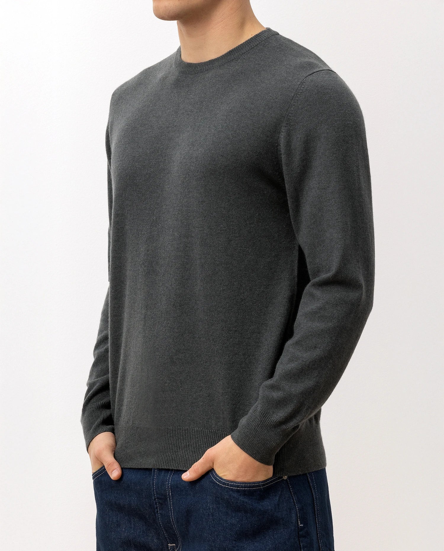 100-30021-37_6 - Allude - 100% Cashmere Active Cashmere Feinstrick Flachstrick Grün Herren Langarm NOS Pullover Rundhals SAPG::101-30021