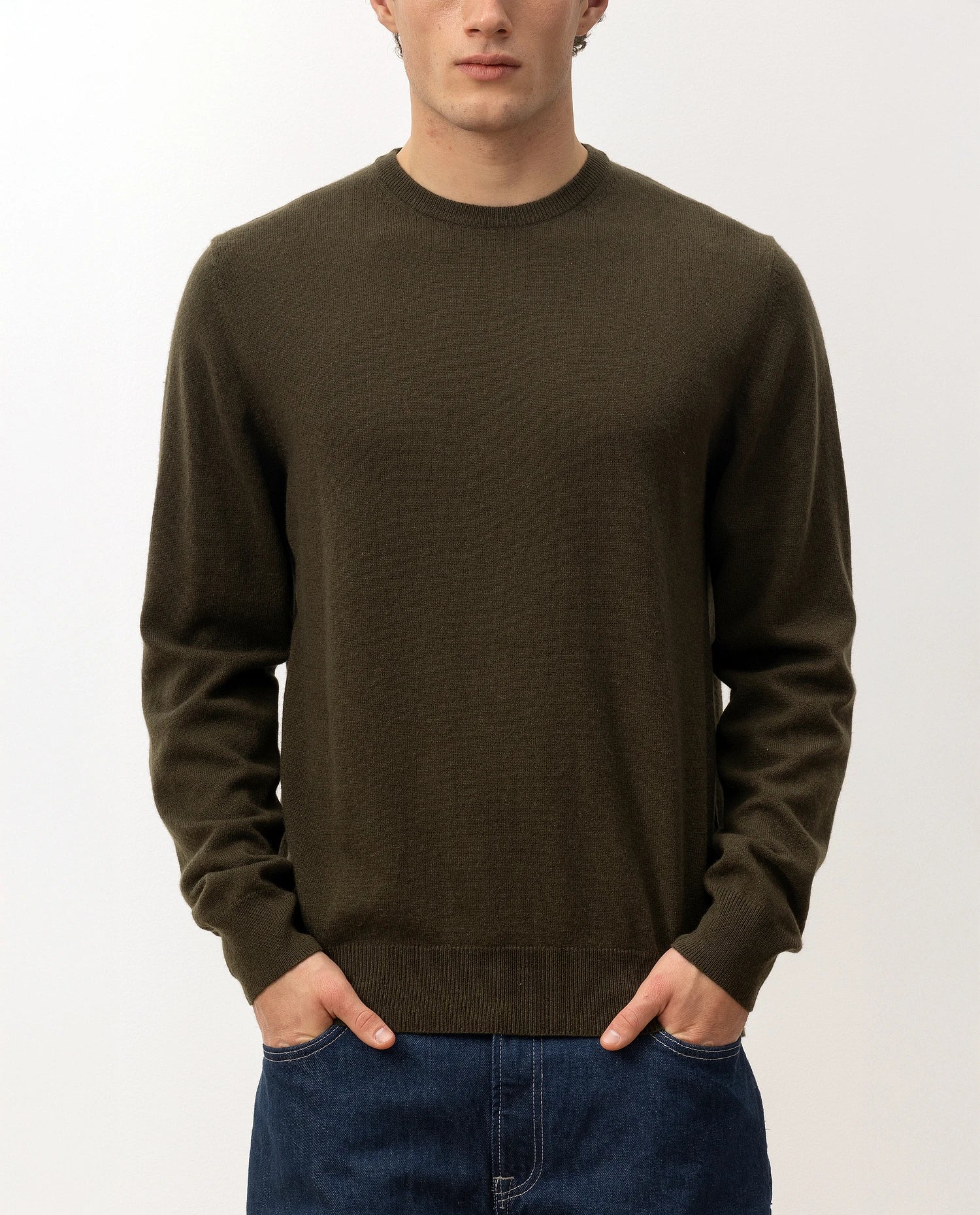 100-30021-49_5 - Allude - 100% Cashmere Active Braun Cashmere Feinstrick Flachstrick Herren Langarm NOS Pullover Rundhals SAPG::101-30021