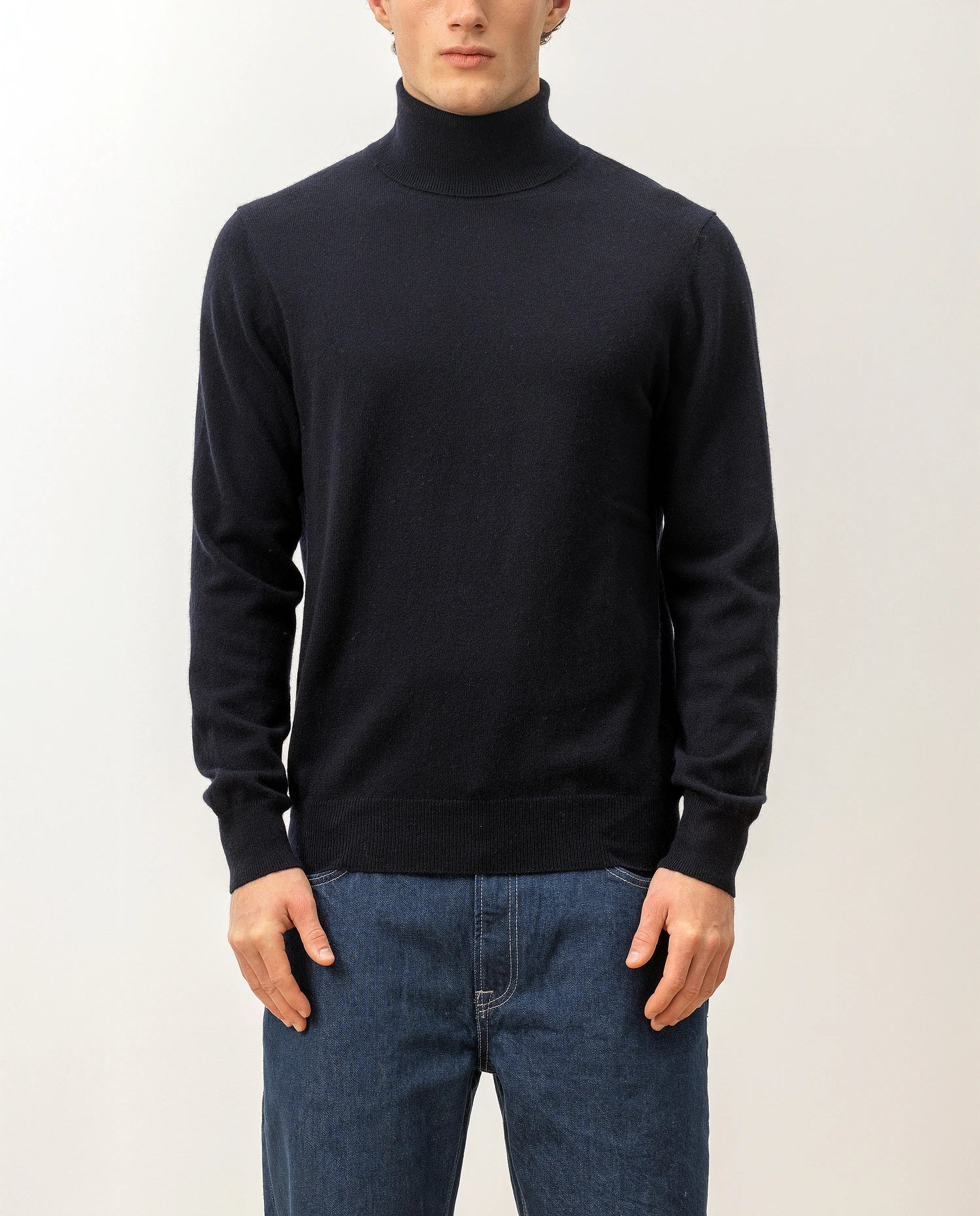 100-30024-14_4 - Allude - 100% Cashmere Active Cashmere Feinstrick Flachstrick Herren Langarm Navy NOS Pullover Rollkragen SAPG::101-30024
