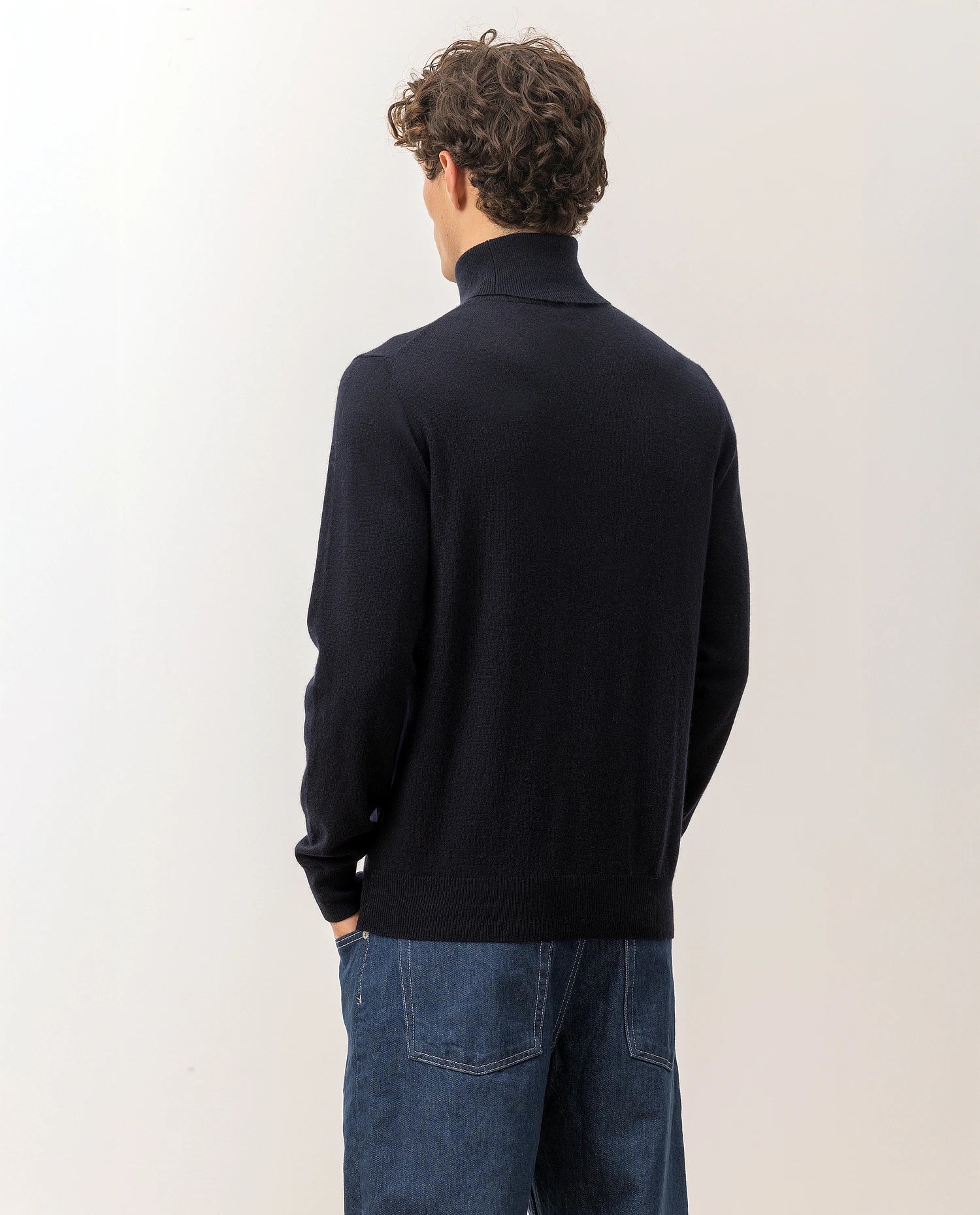 100-30024-14_7 - Allude - 100% Cashmere Active Cashmere Feinstrick Flachstrick Herren Langarm Navy NOS Pullover Rollkragen SAPG::101-30024