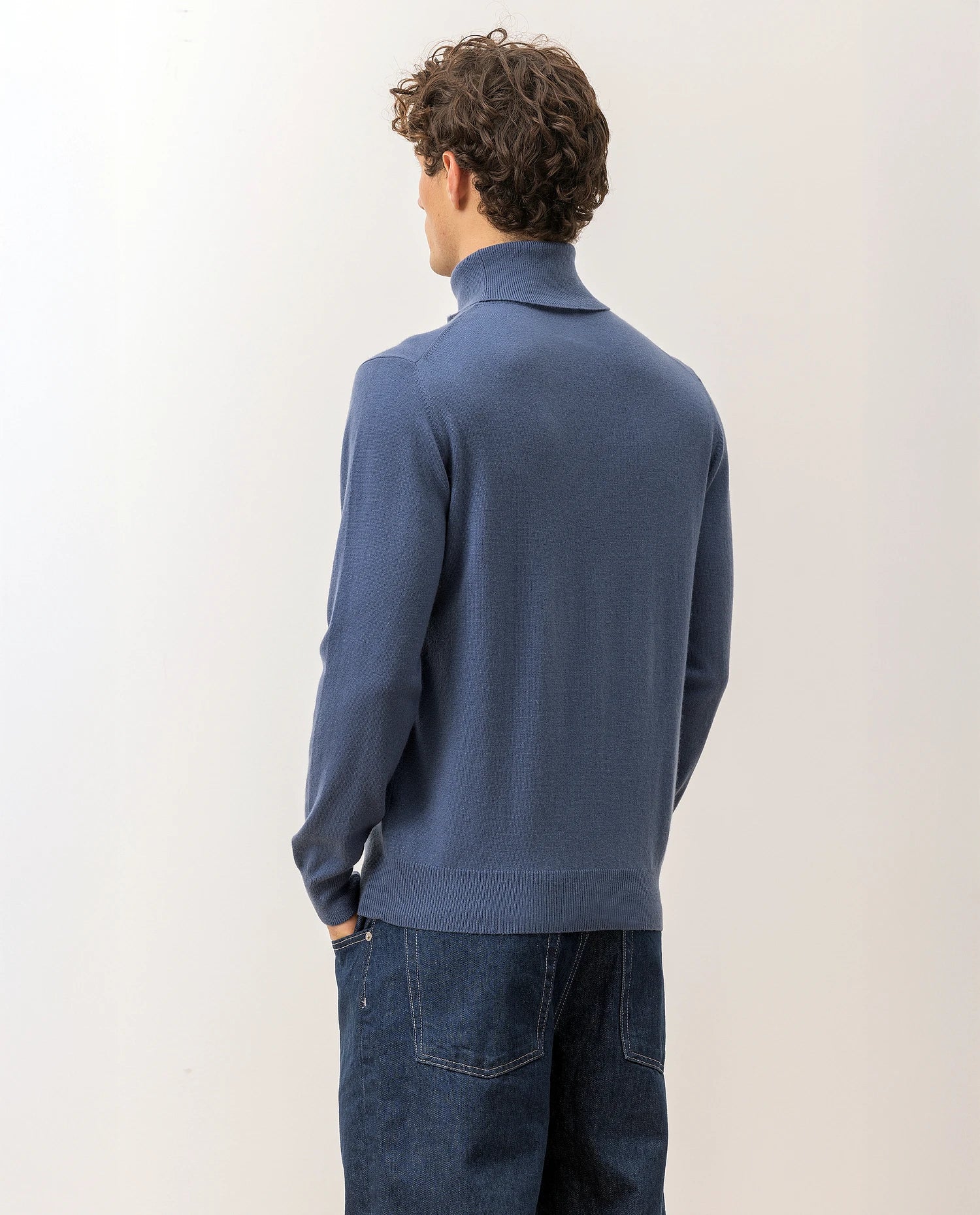 100-30024-15_7 - Allude - 100% Cashmere Active Blau Cashmere Feinstrick Flachstrick Herren Langarm NOS Pullover Rollkragen SAPG::101-30024