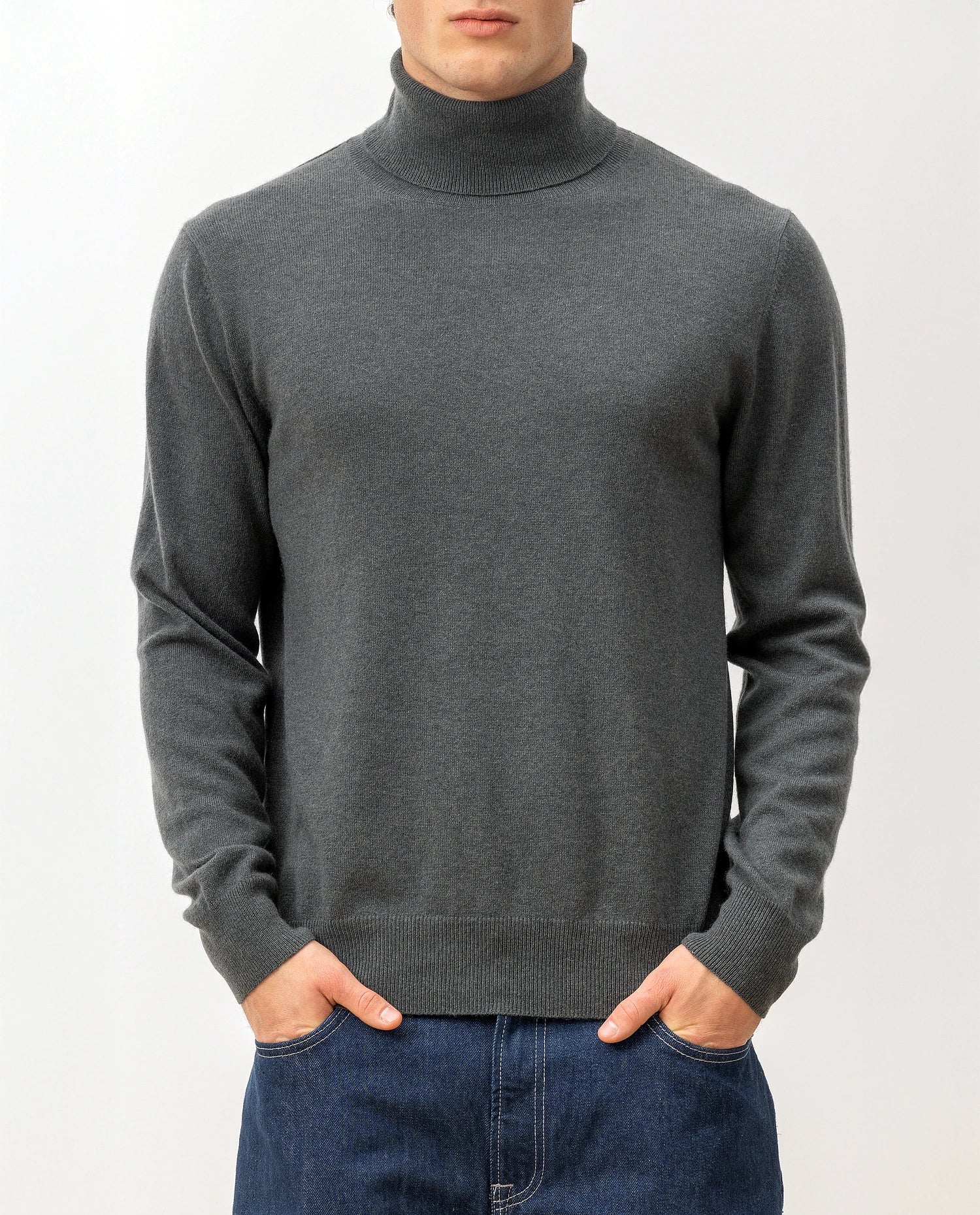 100-30024-37_5 - Allude - 100% Cashmere Active Cashmere Feinstrick Flachstrick Grün Herren Langarm NOS Pullover Rollkragen SAPG::101-30024