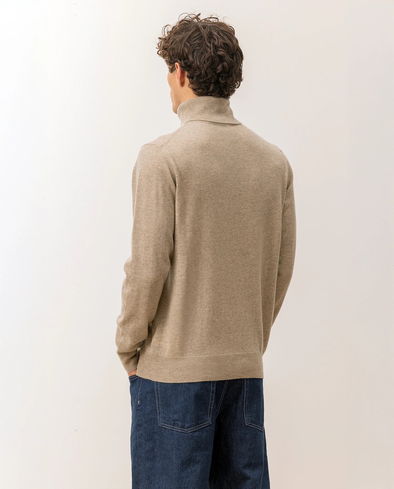100-30024-46_7 - Allude - 100% Cashmere Active Beige Cashmere Feinstrick Flachstrick Herren Langarm NOS Pullover Rollkragen SAPG::101-30024