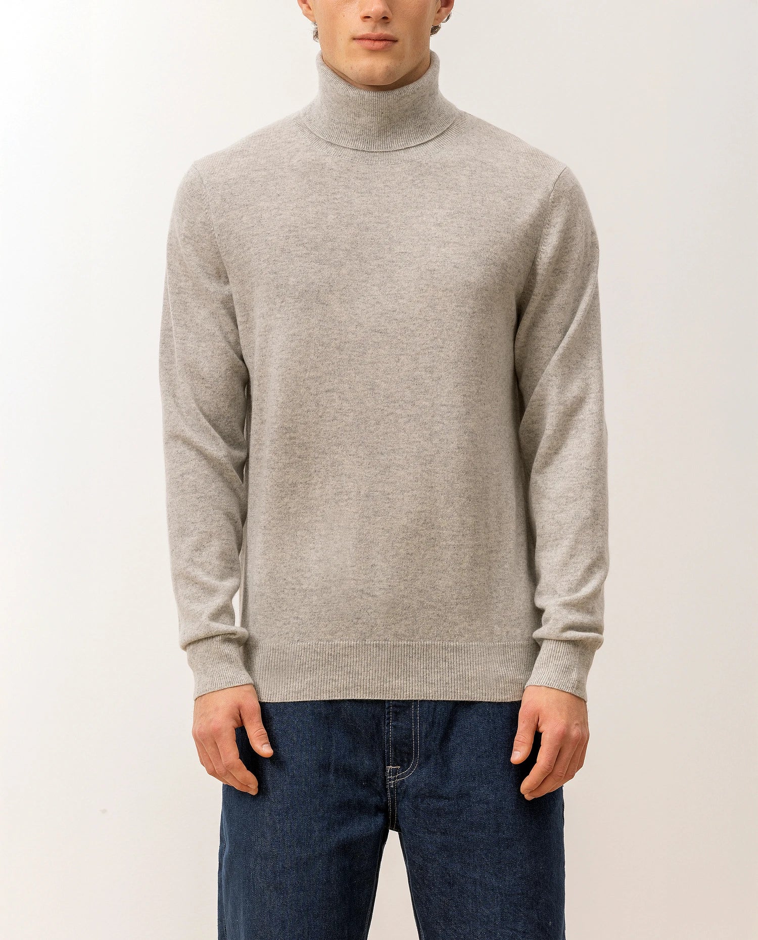 100-30024-81_4 - Allude - 100% Cashmere Active Cashmere Feinstrick Flachstrick Grau Herren Langarm NOS Pullover Rollkragen SAPG::101-30024