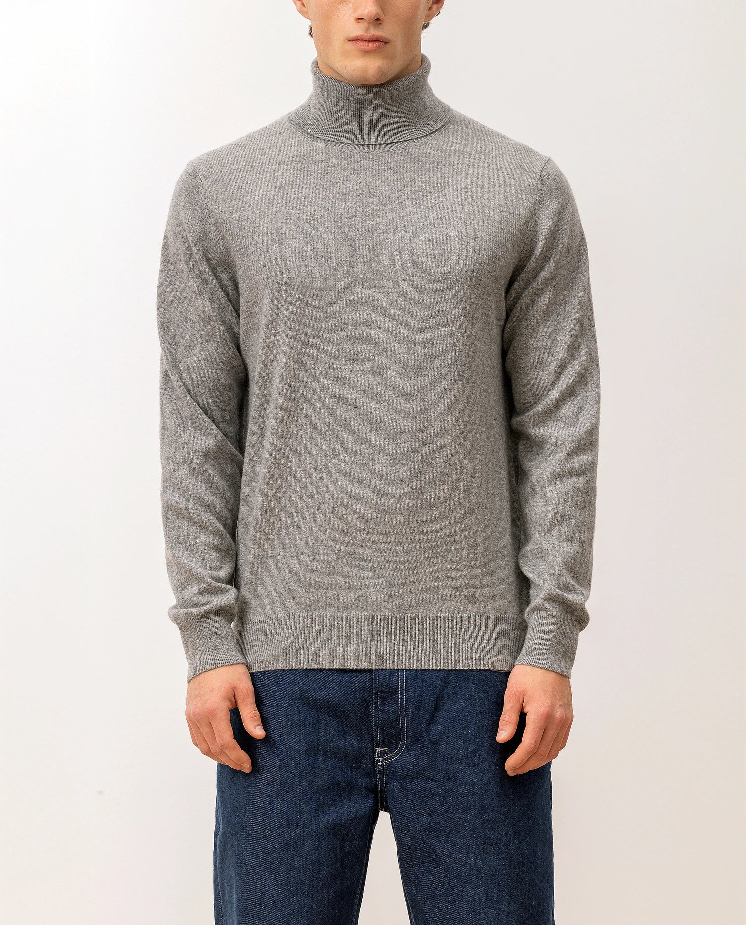 100-30024-83_4 - Allude - 100% Cashmere Active Cashmere Feinstrick Flachstrick Grau Herren Langarm NOS Pullover Rollkragen SAPG::101-30024