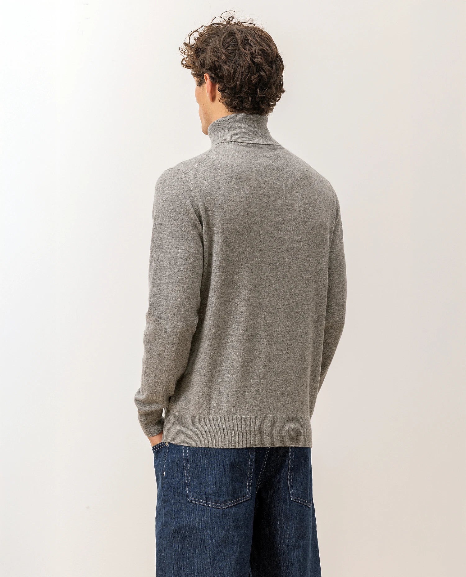 100-30024-83_7 - Allude - 100% Cashmere Active Cashmere Feinstrick Flachstrick Grau Herren Langarm NOS Pullover Rollkragen SAPG::101-30024