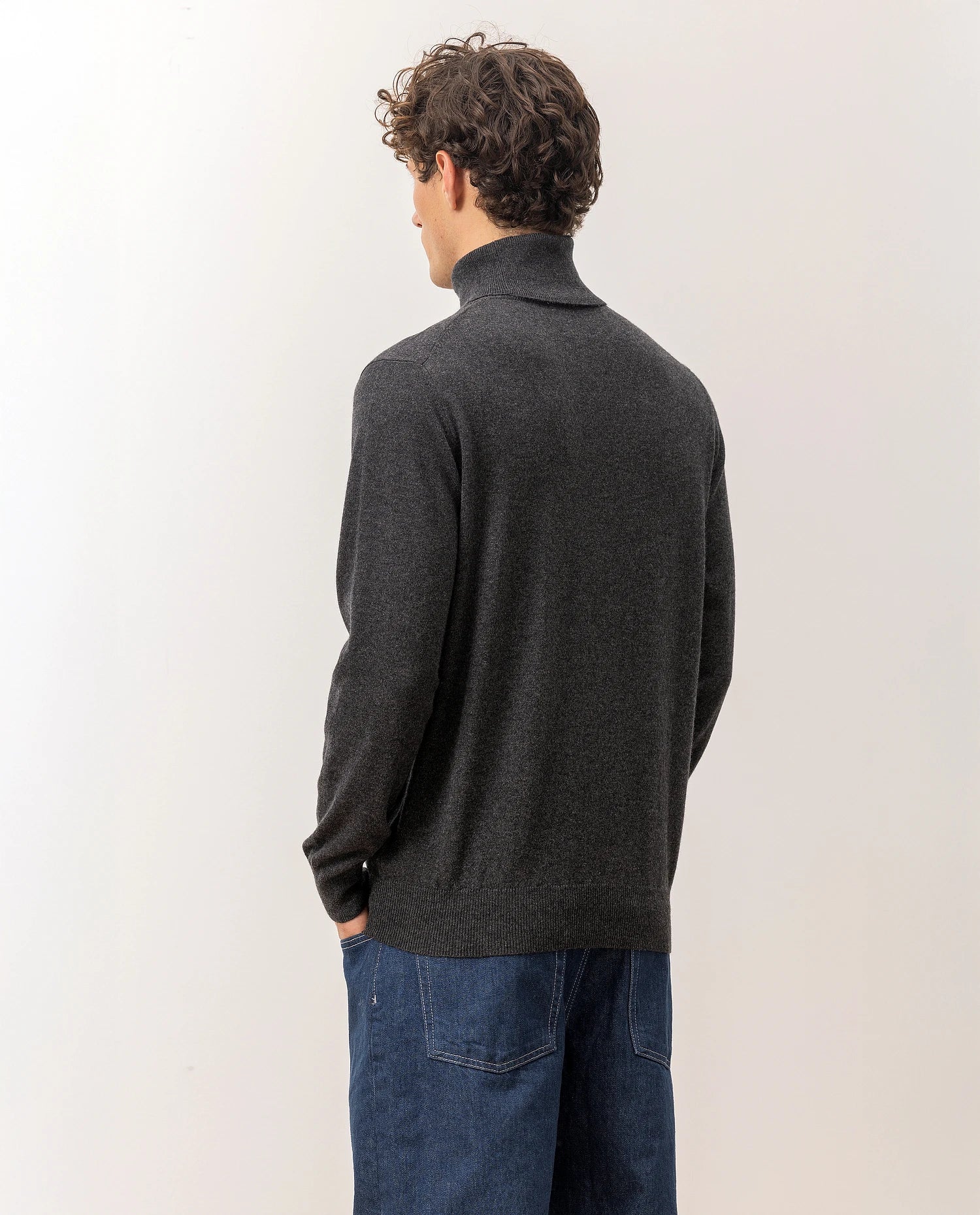 100-30024-84_7 - Allude - 100% Cashmere Active Cashmere Feinstrick Flachstrick Grau Herren Langarm NOS Pullover Rollkragen SAPG::101-30024