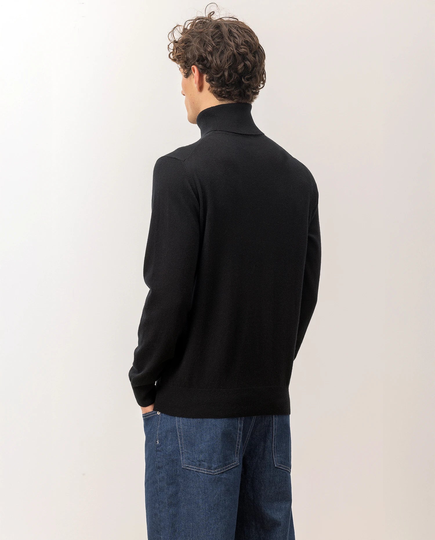 100-30024-90_7 - Allude - 100% Cashmere Active Cashmere Feinstrick Flachstrick Herren Langarm NOS Pullover Rollkragen SAPG::101-30024 Schwarz