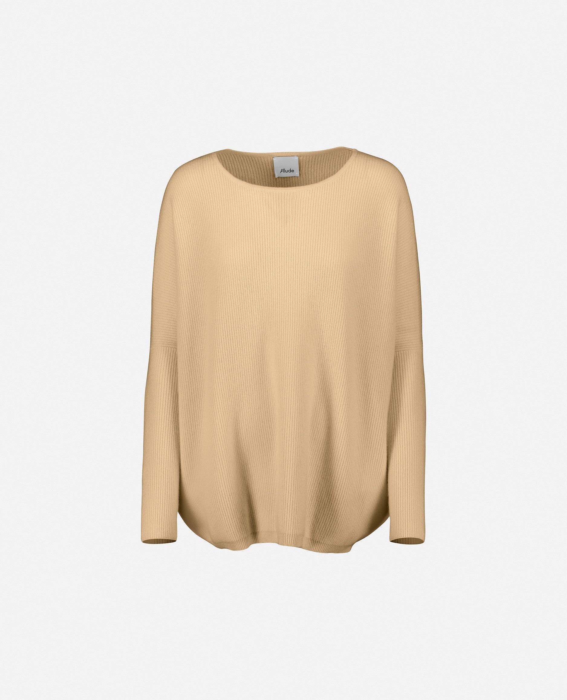 232-11182-42-S_1 - Allude - 100% Cashmere Beige Cashmere Damen Feinstrick Langarm Lockerer Schnitt Pullover Rundhalsausschnitt SAPG::232-11182 Summer 2023