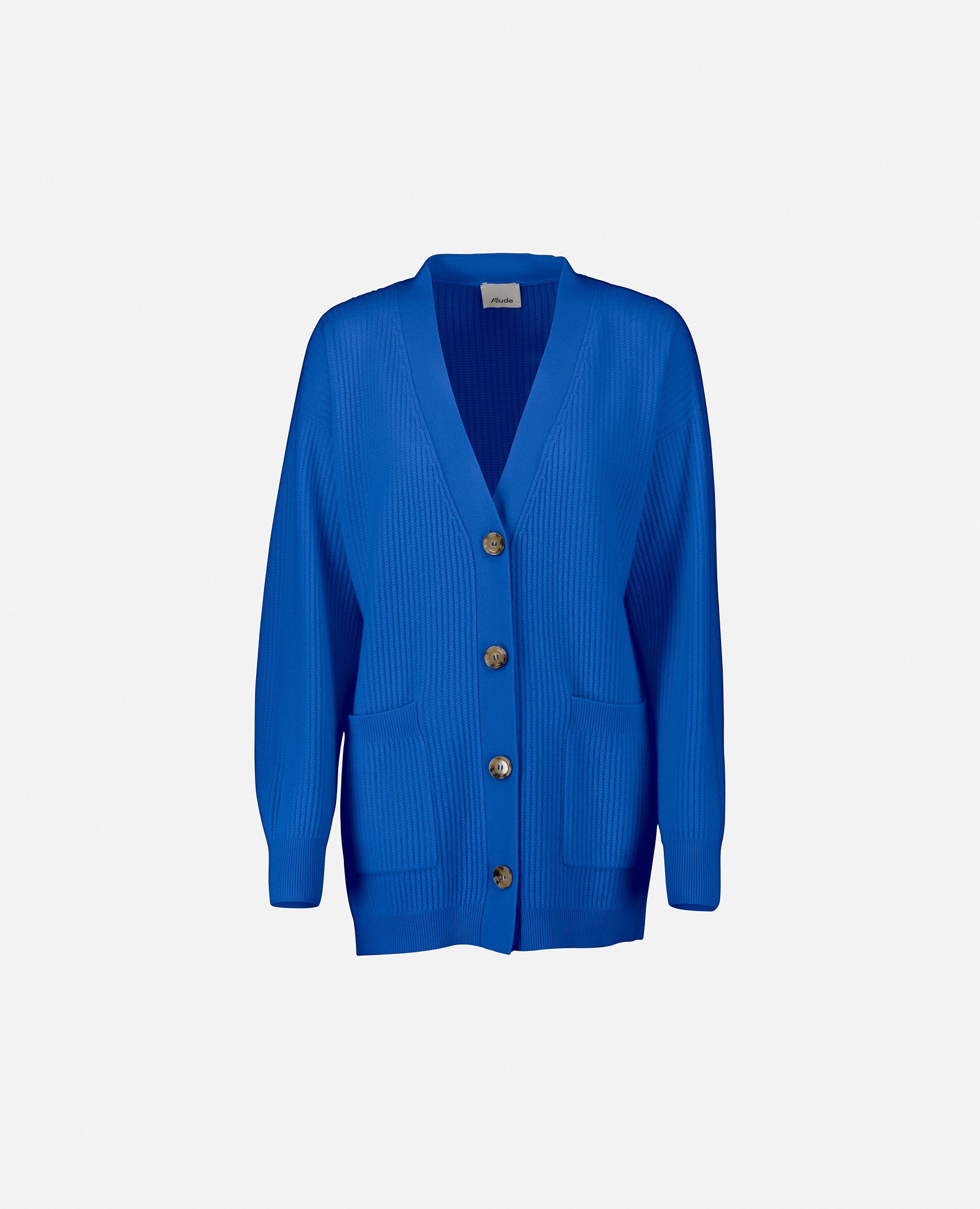 232-11191-13-S_1 - Allude - 100% Cashmere Blau Cashmere Damen Feinstrick Langarm Lockerer Schnitt SAPG::232-11191 Strickjacke Summer 2023 V-Ausschnitt