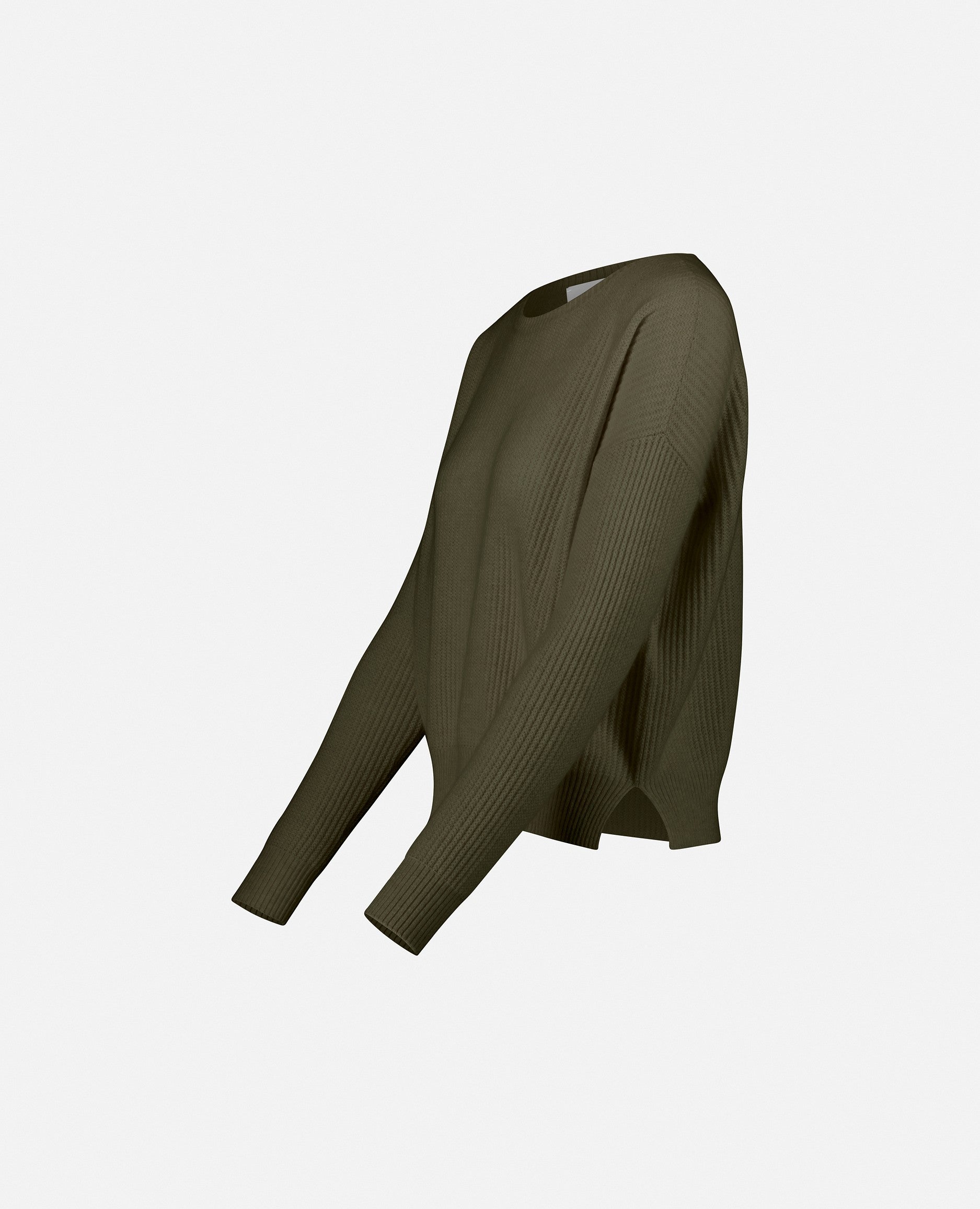232-11193-38-S_3 - Allude - 100% Cashmere Bootshalsausschnitt Cashmere Damen Feinstrick Kastiger Schnitt Khaki Langarm Pullover SAPG::232-11193 Summer 2023
