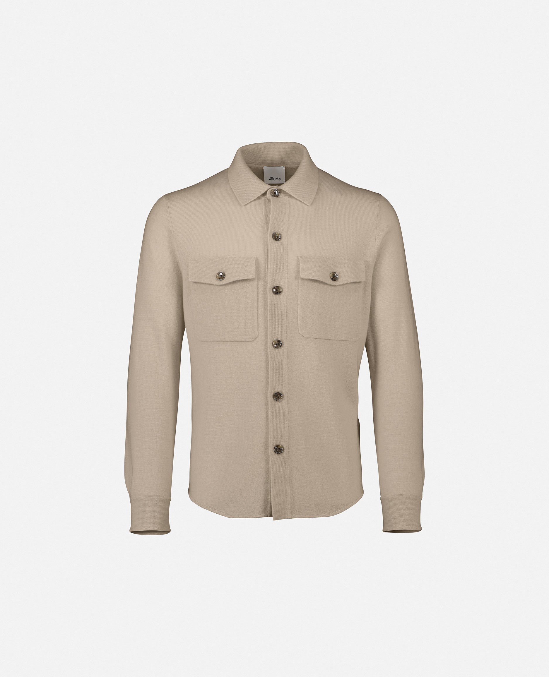 232-37012-45-S_1 - Allude - 30% Cashmere 70% Wolle Beige Feinstrick Gerade Passform Herren Langarm Pullover SAPG::232-37012 Summer 2023 Wolle