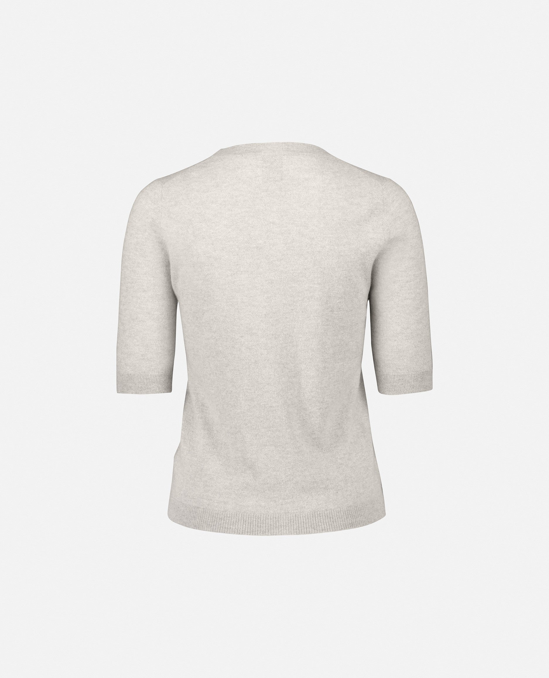 232-60504-740-S_2 - Allude - 6% Polyamide 94% Cashmere Cashmere Damen Feinstrick Halbarm Pullover Rundhalsausschnitt SAPG::232-60504 Summer 2023 Taillierter Schnitt Weiß
