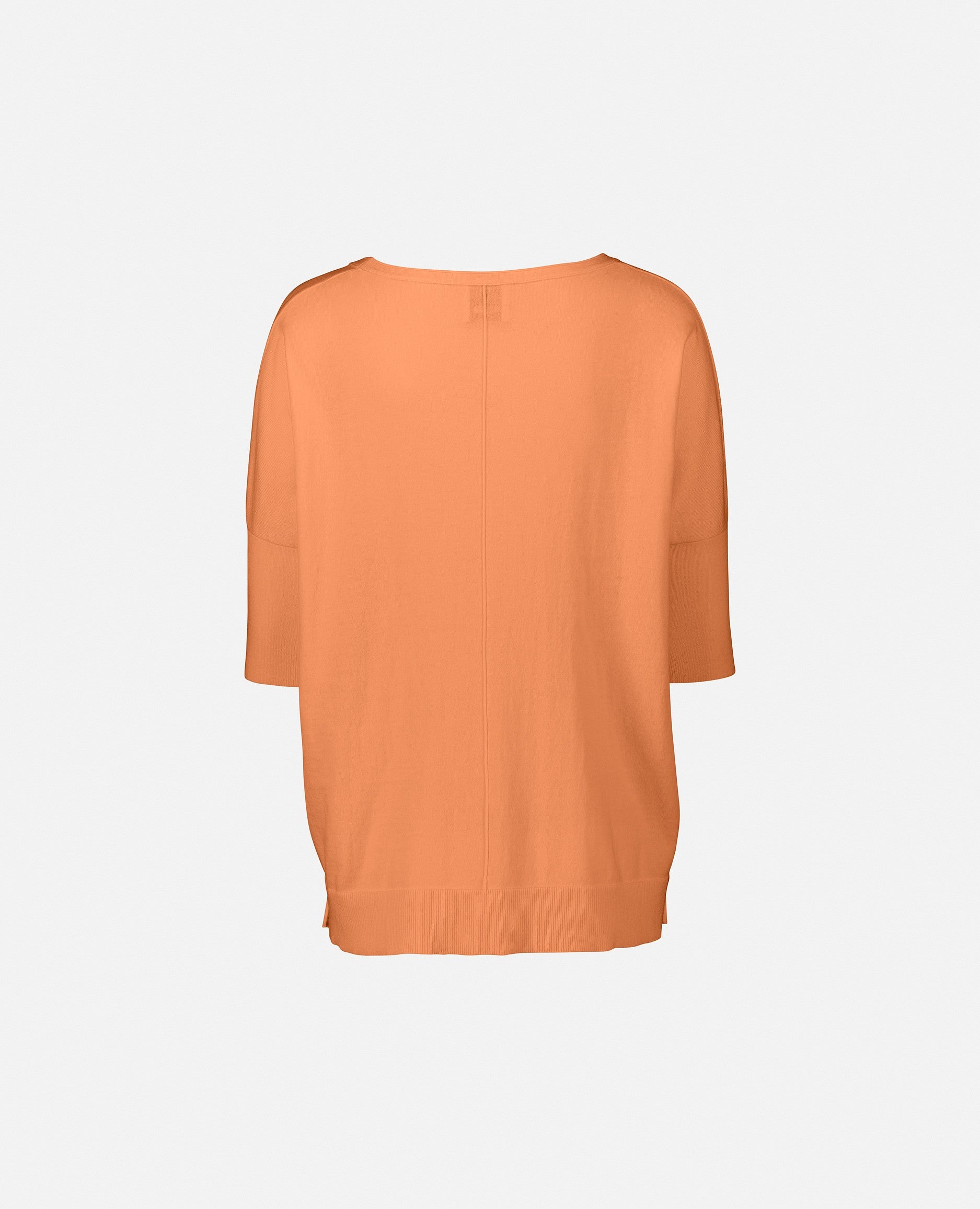 232-62226-50-S_2 - Allude - 15% Cashmere 85% Baumwolle Baumwolle Damen Feinstrick Halbarm Orange Pullover Rundhalsausschnitt SAPG::232-62226 Summer 2023 Taillierter Schnitt