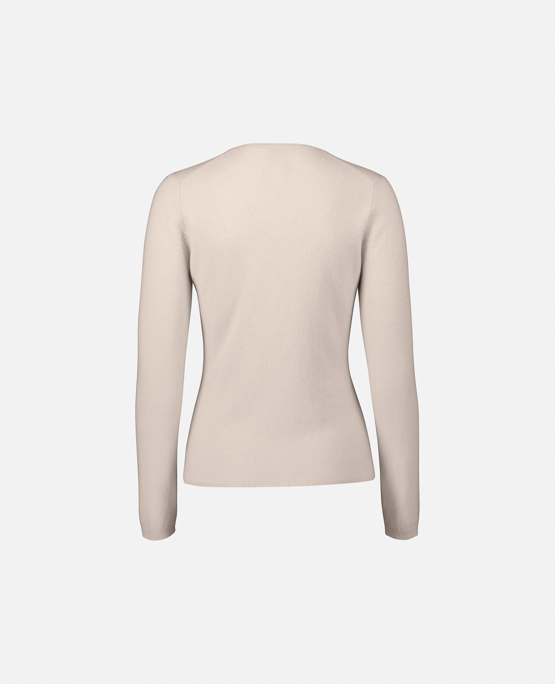 235-11100-41-S_2 - Allude - 100% Cashmere Basic Cashmere Creme Damen Feinstrick Kreme Langarm Pullover SAPG::235-11100 Taillierter Schnitt V-Ausschnitt Winter 2023/2024