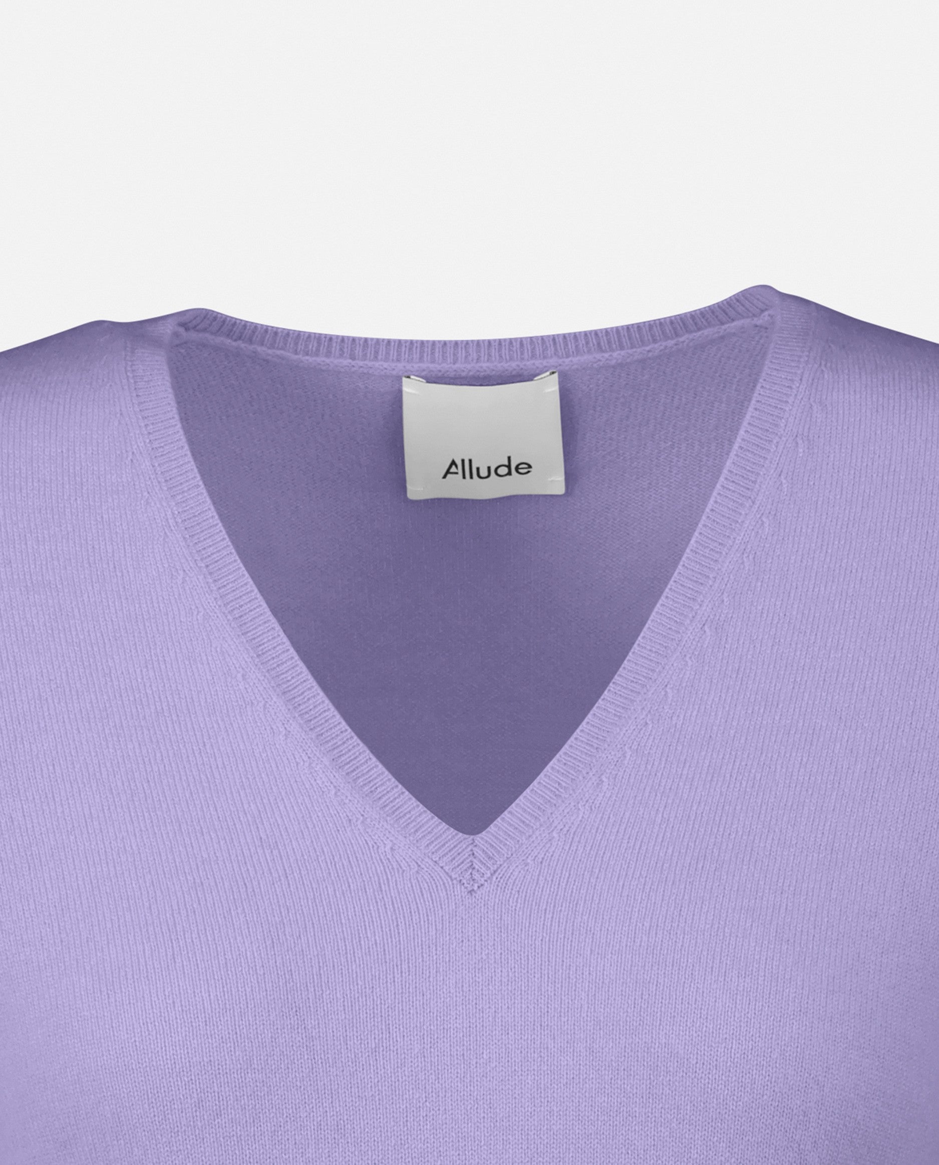 235-11100-71-S_5 - Allude - 100% Cashmere Cashmere Damen Feinstrick Langarm Lila Pullover SAPG::235-11100 Taillierter Schnitt V-Ausschnitt Winter 2023/2024