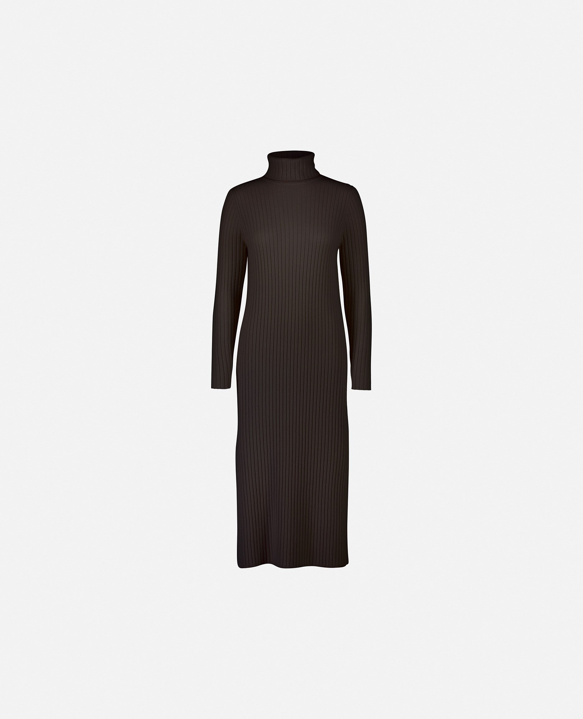 235-11123-49-S_1 - Allude - 100% Cashmere Braun Cashmere Damen Feinstrick Gerade Passform Kleid Kleider Langarm Rollkragen SAPG::235-11123 Winter 2023/2024