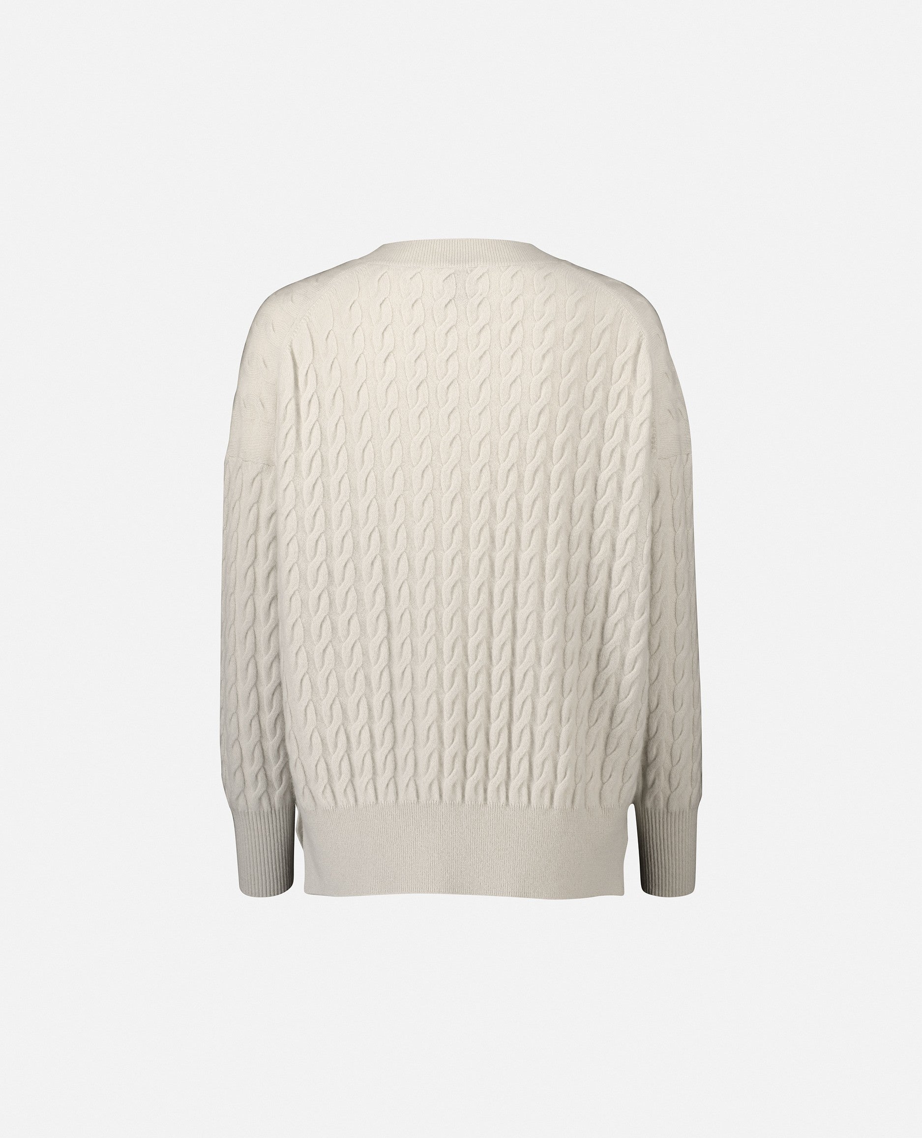 235-11133-40-S_2 - Allude - 100% Cashmere Cashmere Damen Feinstrick Langarm Lockerer Schnitt Pullover SAPG::235-11133 V-Ausschnitt Weiß Winter 2023/2024