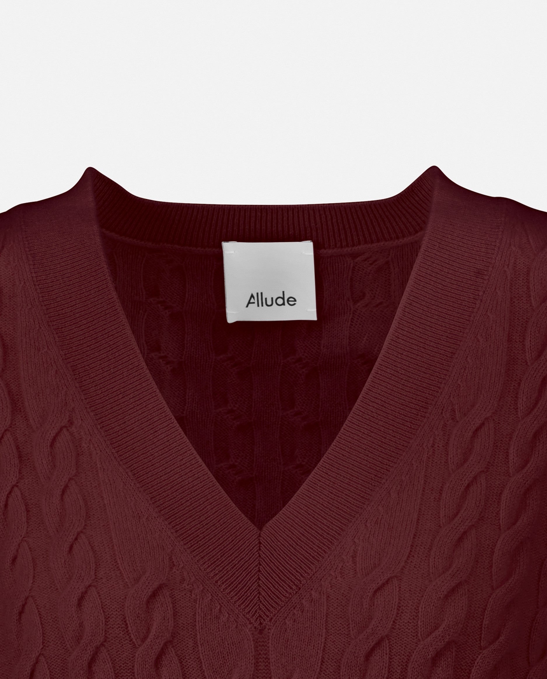 235-11133-69-S_5 - Allude - 100% Cashmere Cashmere Damen Feinstrick Langarm Lockerer Schnitt Pullover Rot SAPG::235-11133 V-Ausschnitt Winter 2023/2024