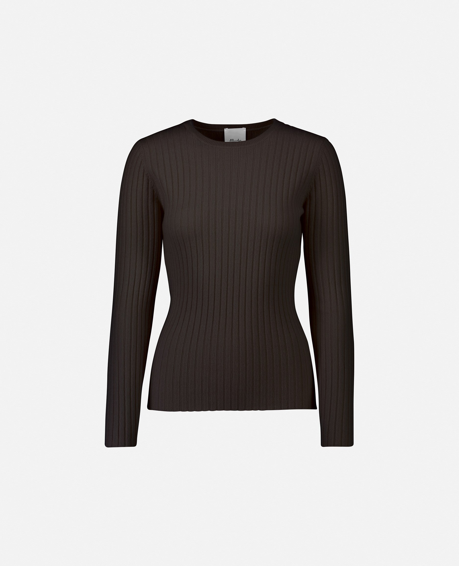 235-11142-49-S_1 - Allude - 100% Cashmere Braun Cashmere Damen Enger Schnitt Feinstrick Langarm Pullover Rundhalsausschnitt SAPG::235-11142 Winter 2023/2024