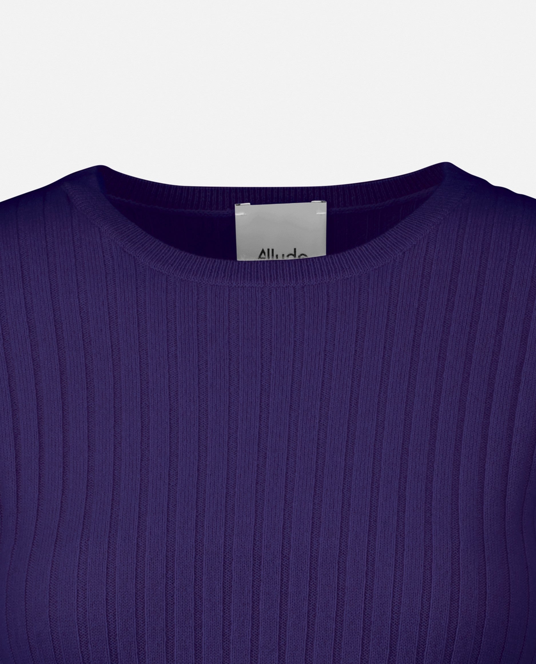 235-11142-73-S_5 - Allude - 100% Cashmere Cashmere Damen Enger Schnitt Feinstrick Langarm Lila Pullover Rundhalsausschnitt SAPG::235-11142 Winter 2023/2024