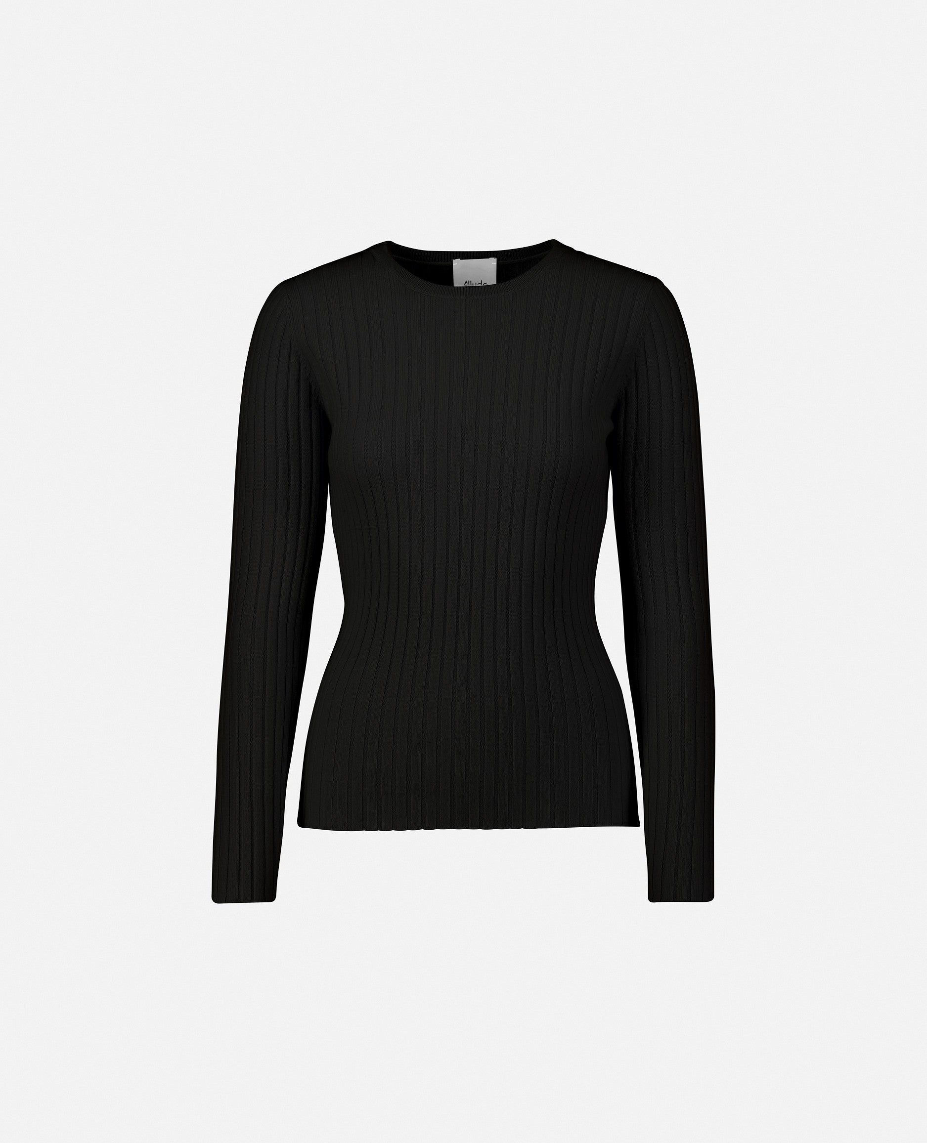 235-11142-90-S_1 - Allude - 100% Cashmere Cashmere Damen Enger Schnitt Feinstrick Langarm Pullover Rundhalsausschnitt SAPG::235-11142 Schwarz Winter 2023/2024