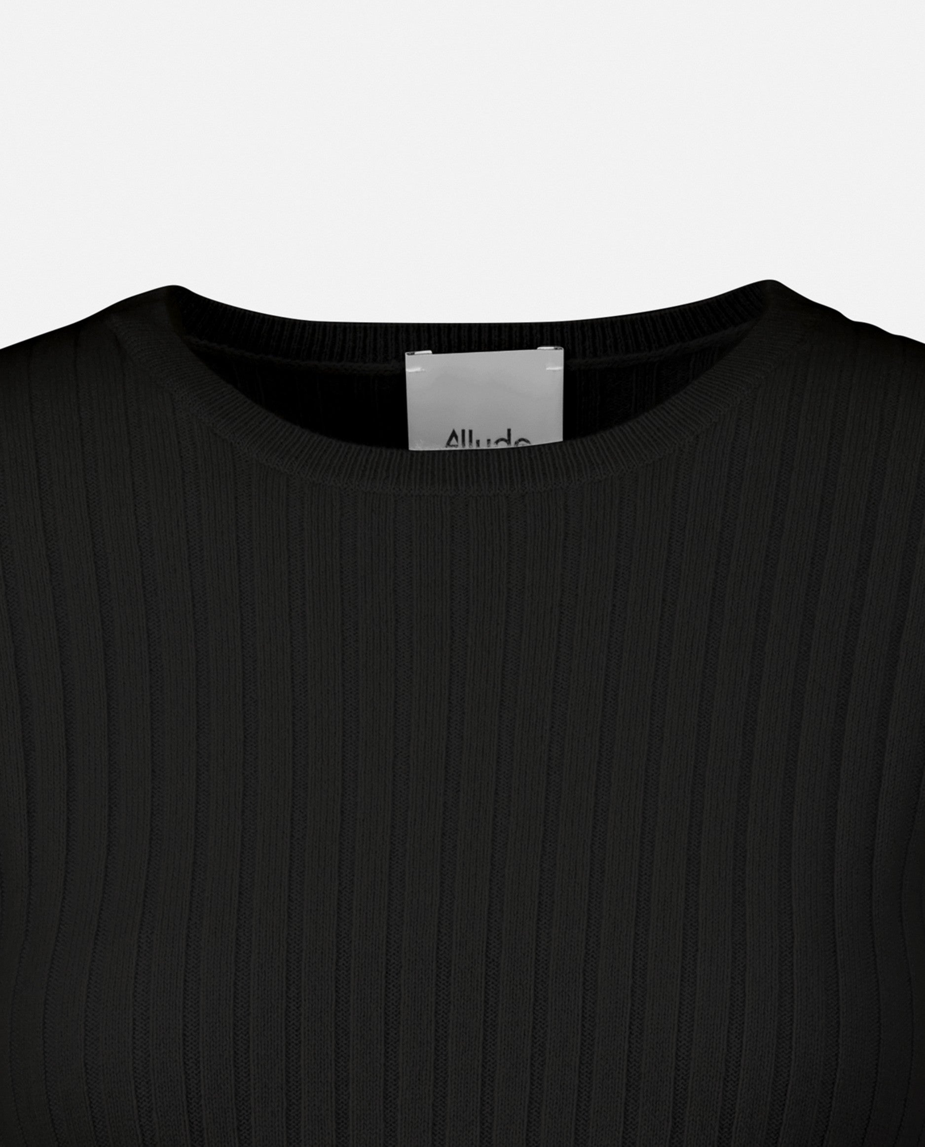 235-11142-90-S_5 - Allude - 100% Cashmere Cashmere Damen Enger Schnitt Feinstrick Langarm Pullover Rundhalsausschnitt SAPG::235-11142 Schwarz Winter 2023/2024