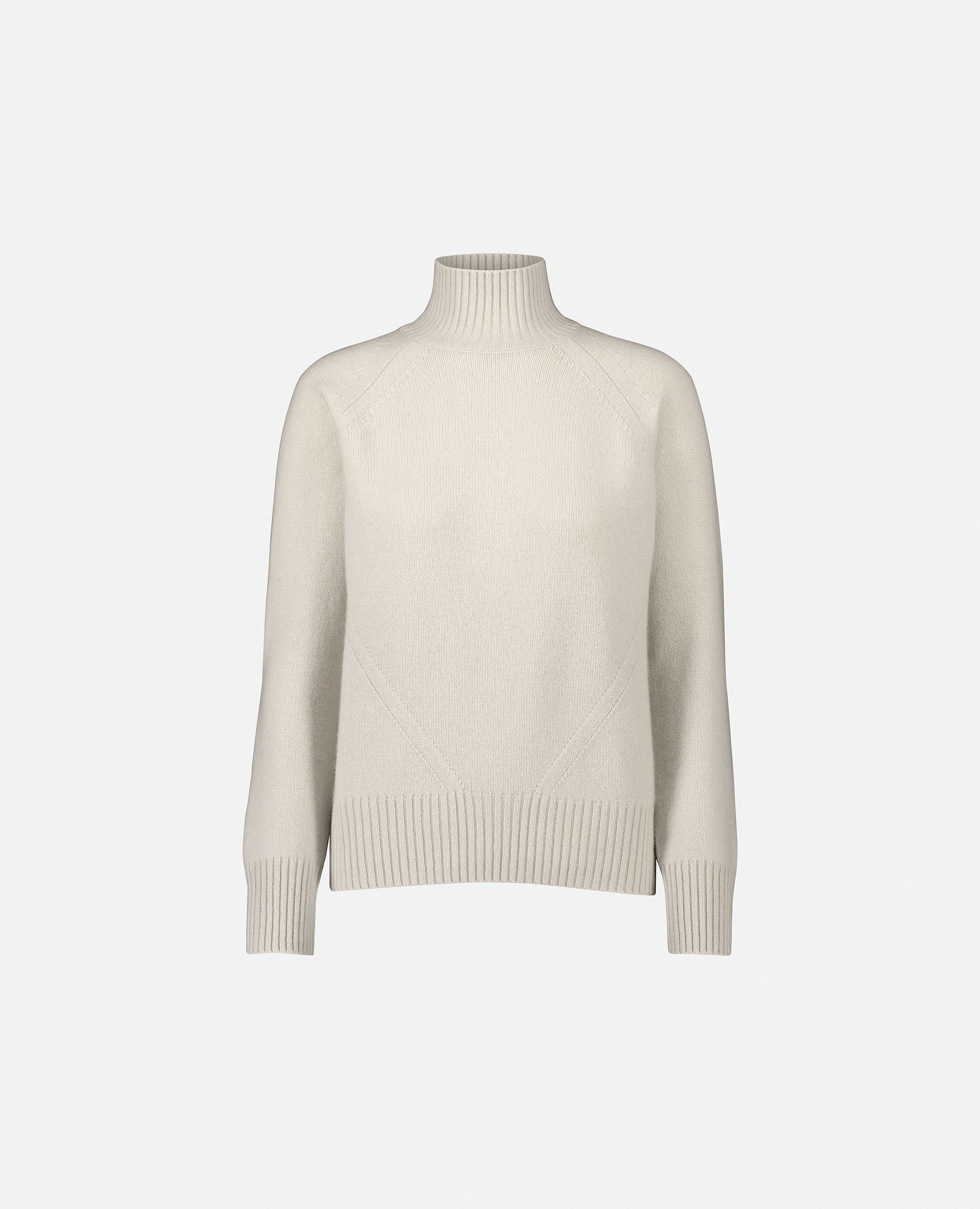 235-11154-40-S_1 - Allude - 100% Cashmere Basic Cashmere Damen Gerade Passform Langarm Mittelschwerer Strick Pullover SAPG::235-11154 Stehkragen Weiß Winter 2023/2024