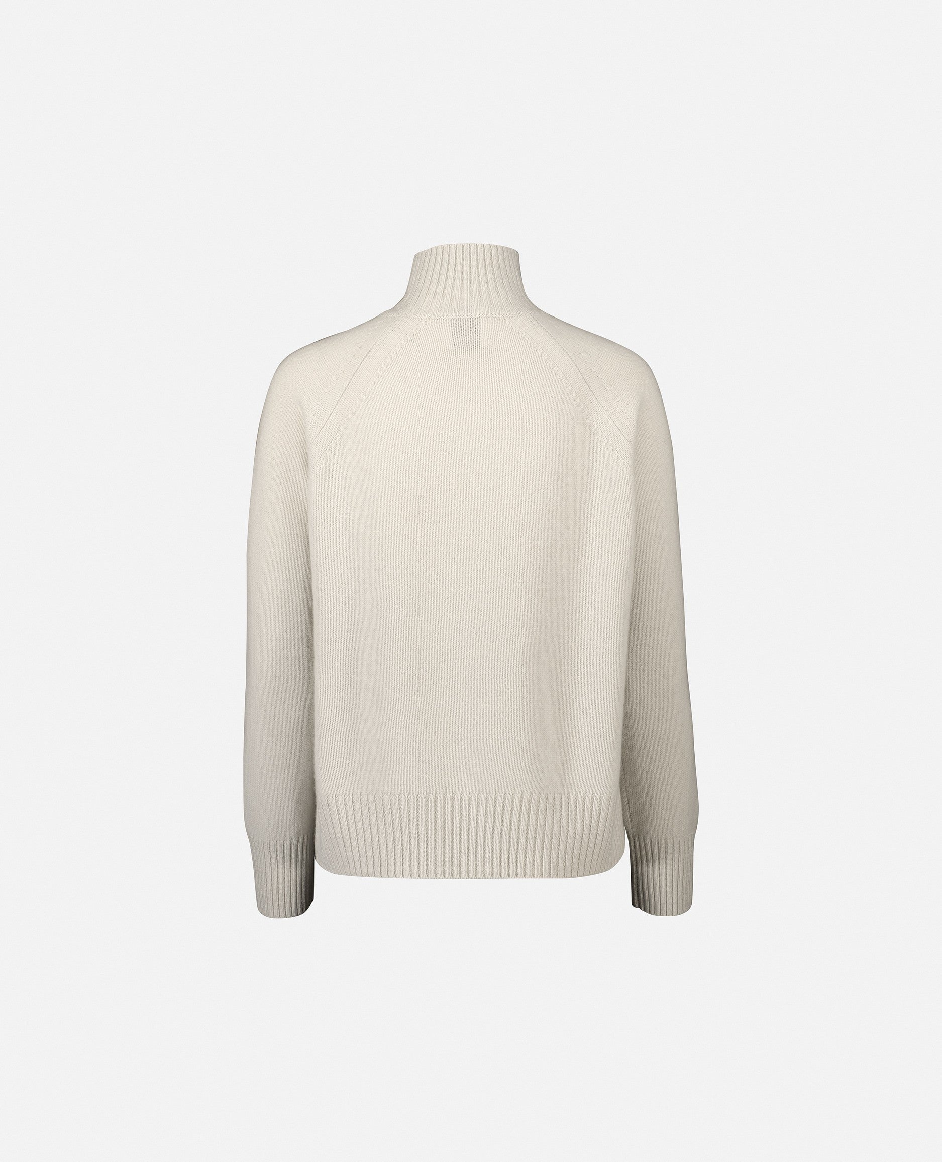 235-11154-40-S_2 - Allude - 100% Cashmere Basic Cashmere Damen Gerade Passform Langarm Mittelschwerer Strick Pullover SAPG::235-11154 Stehkragen Weiß Winter 2023/2024