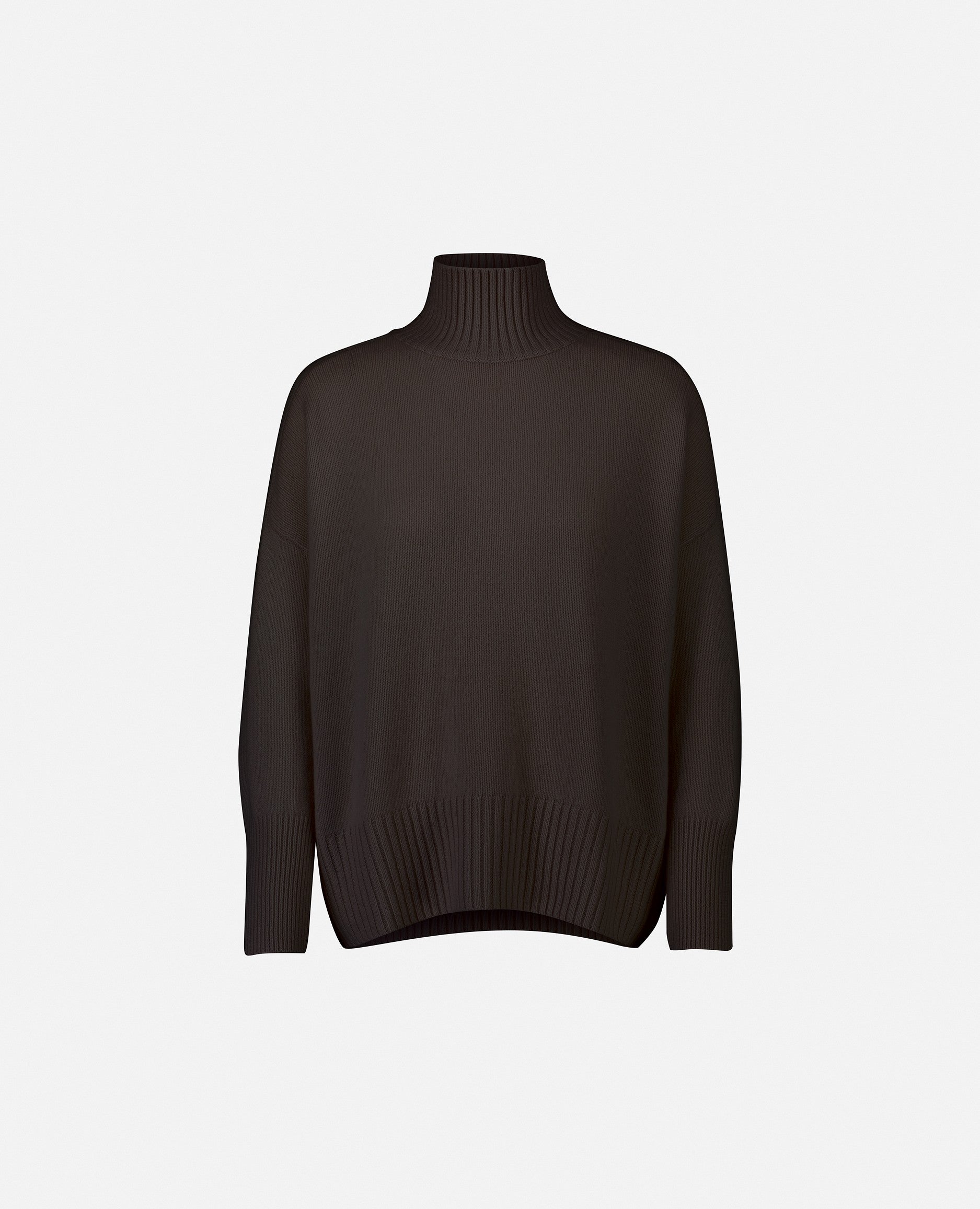 235-11156-49-S_1 - Allude - 100% Cashmere Basic Braun Cashmere Damen Langarm Lockerer Schnitt Mittelschwerer Strick Pullover SAPG::235-11156 Stehkragen Winter 2023/2024