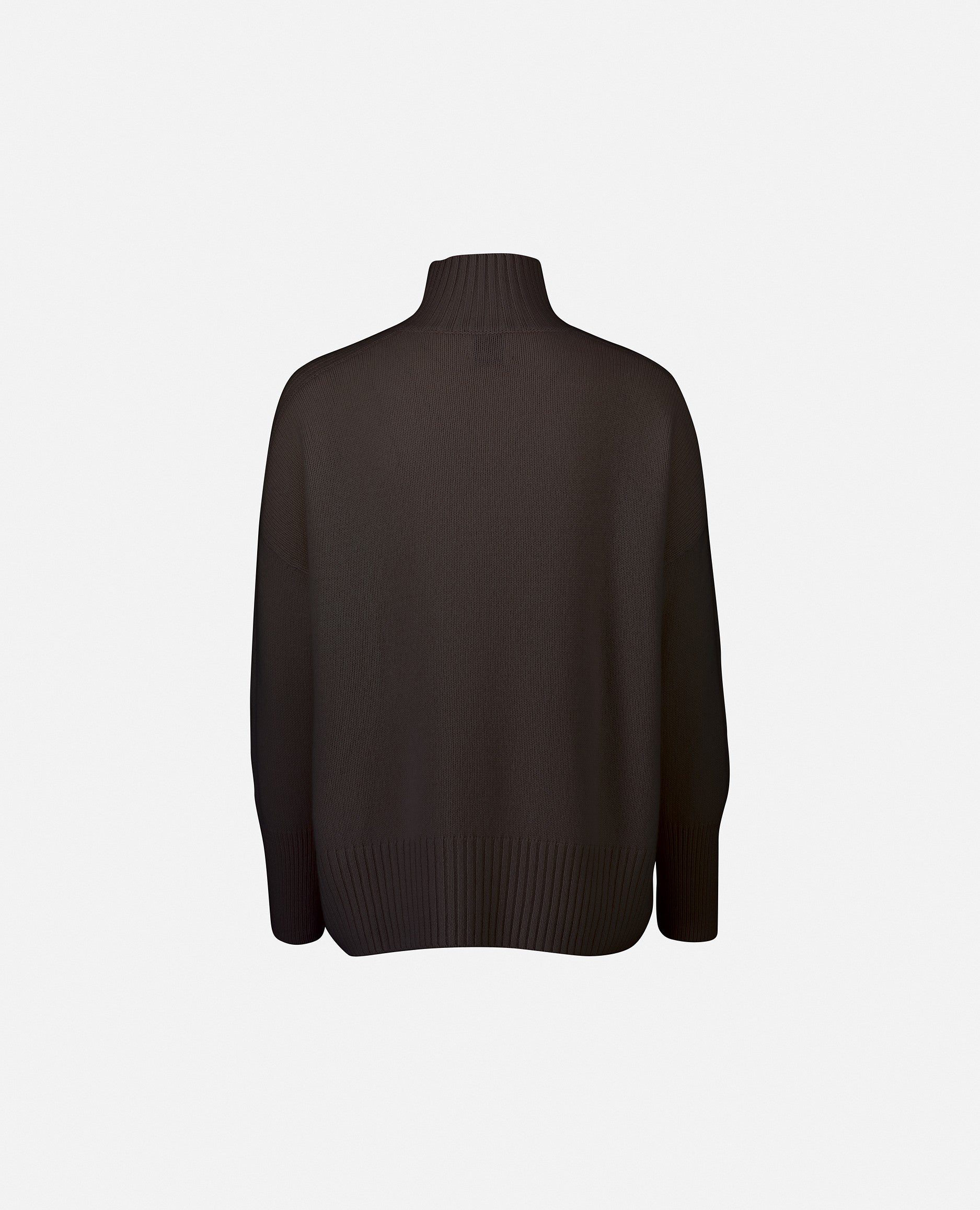 235-11156-49-S_2 - Allude - 100% Cashmere Basic Braun Cashmere Damen Langarm Lockerer Schnitt Mittelschwerer Strick Pullover SAPG::235-11156 Stehkragen Winter 2023/2024