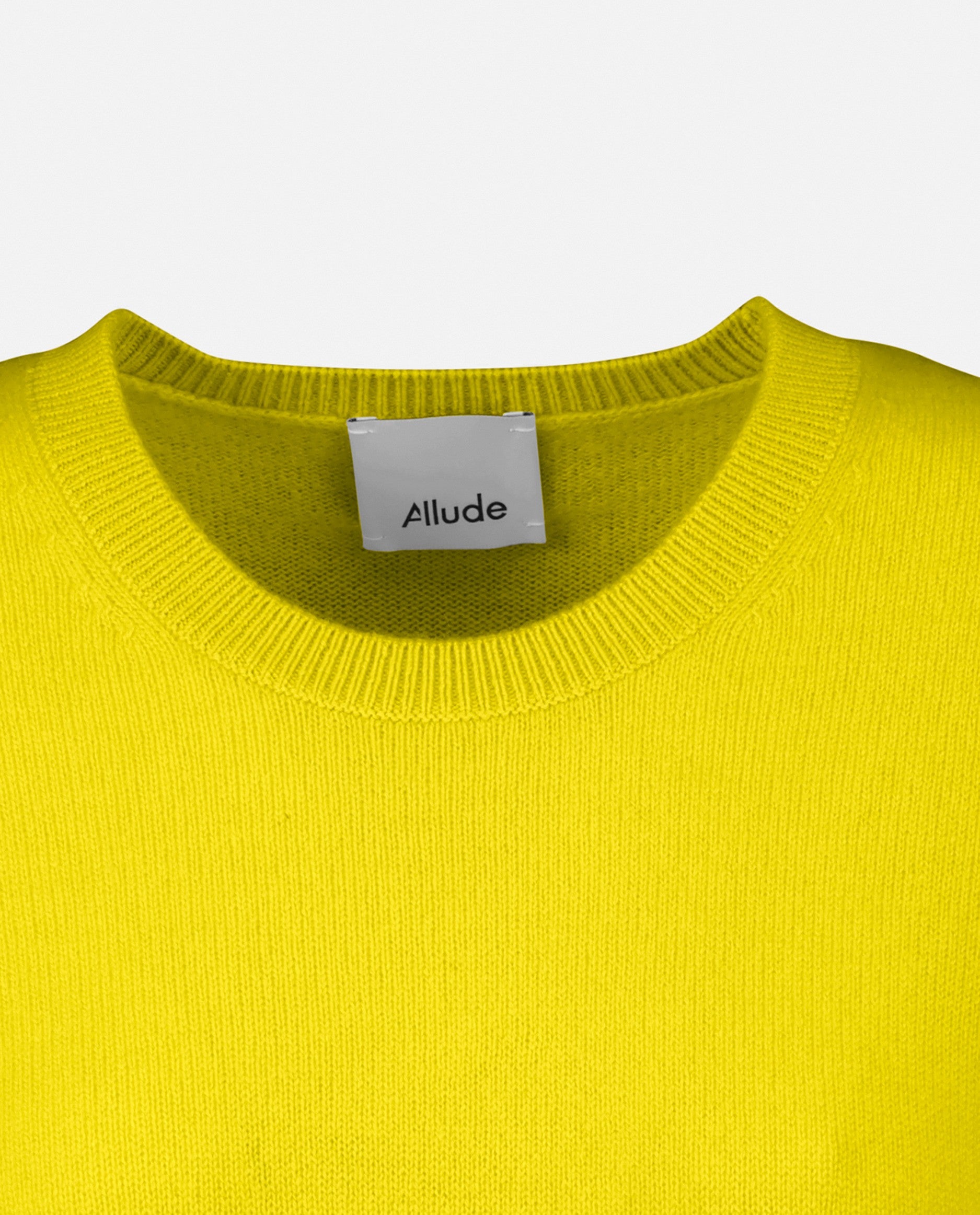 235-11171-21-S_5 - Allude - 1/4 Arm 100% Cashmere Cashmere Damen Feinstrick Gelb Pullover Rundhalsausschnitt SAPG::235-11171 Taillierter Schnitt Winter 2023/2024