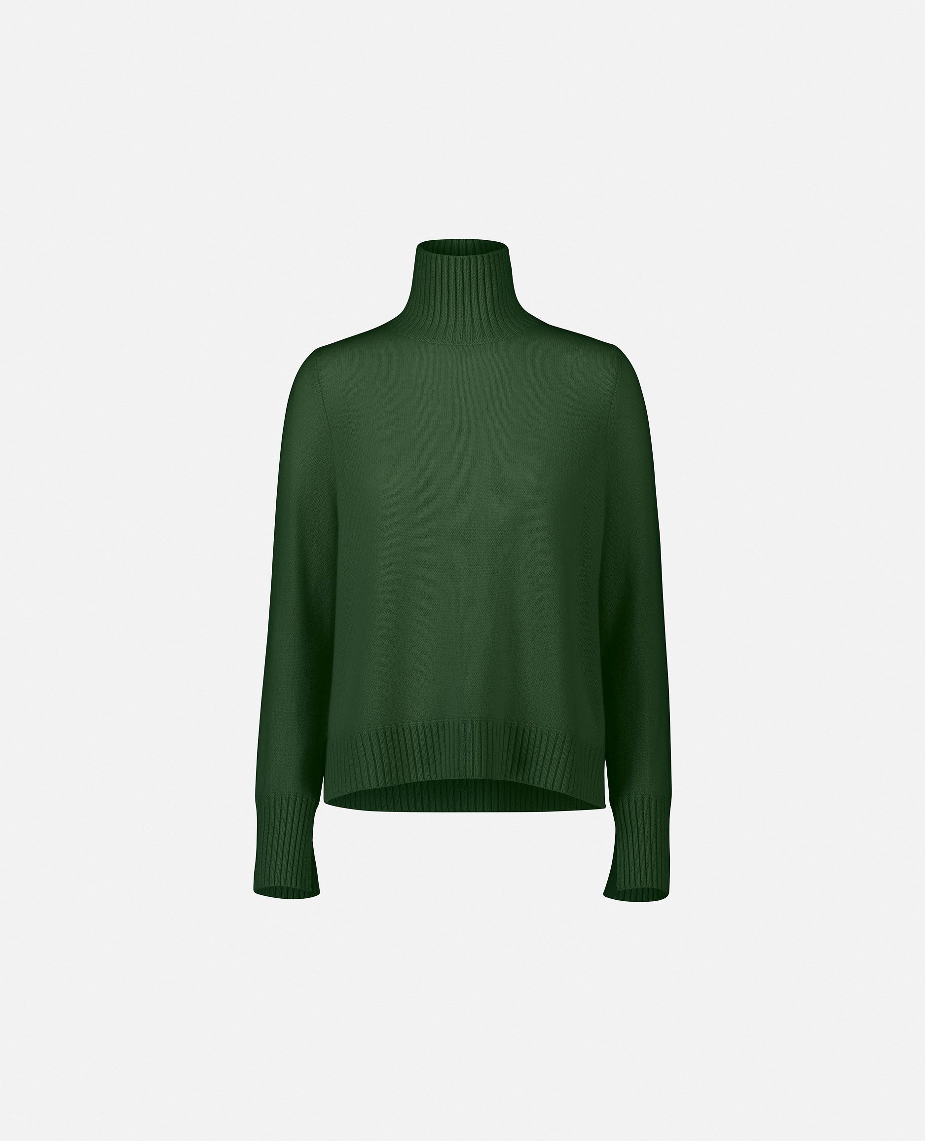 235-11175-34-S_1 - Allude - 100% Cashmere Basic Cashmere Damen Feinstrick Grün Langarm Lockerer Schnitt Pullover SAPG::235-11175 Stehkragen Winter 2023/2024