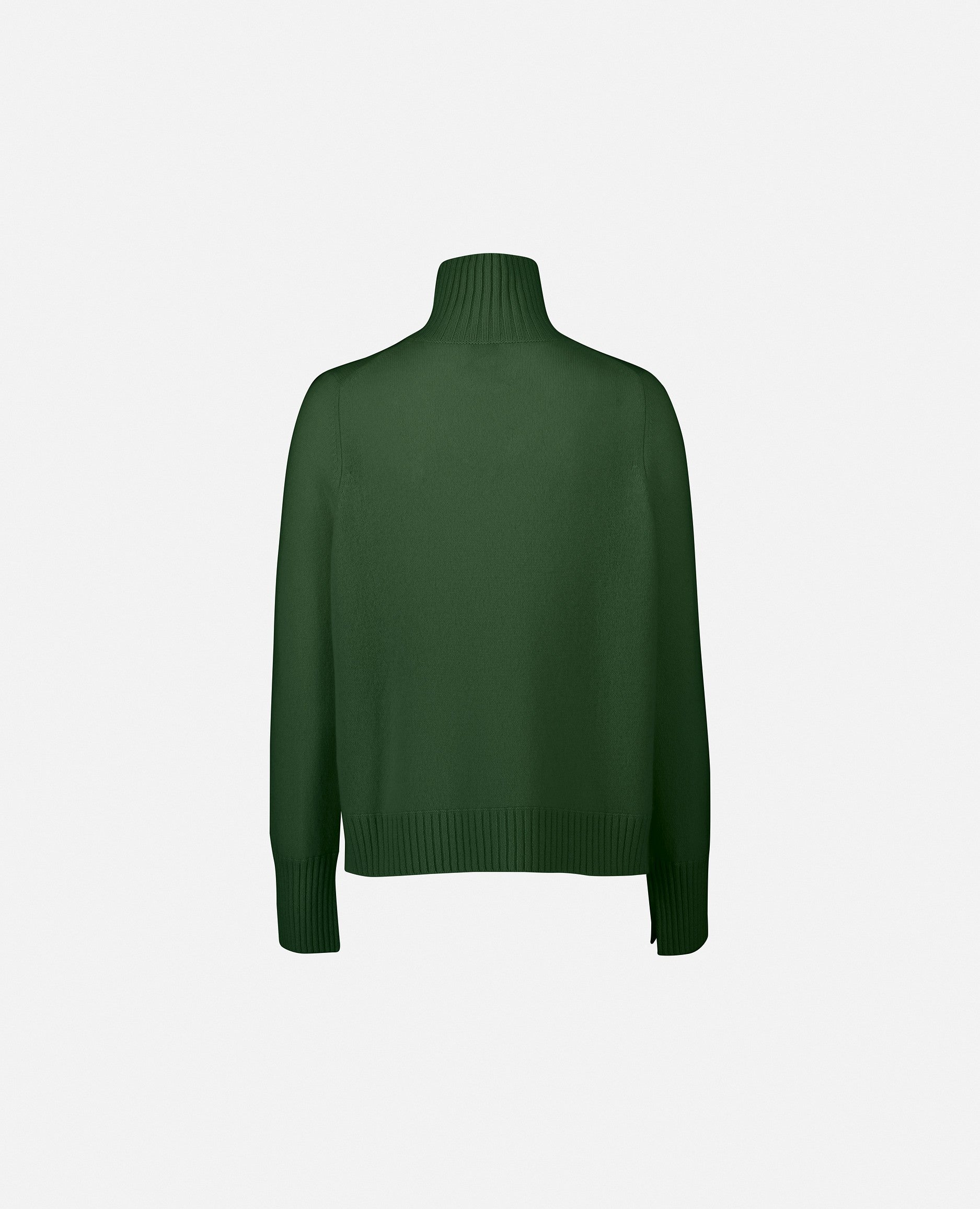 235-11175-34-S_2 - Allude - 100% Cashmere Basic Cashmere Damen Feinstrick Grün Langarm Lockerer Schnitt Pullover SAPG::235-11175 Stehkragen Winter 2023/2024