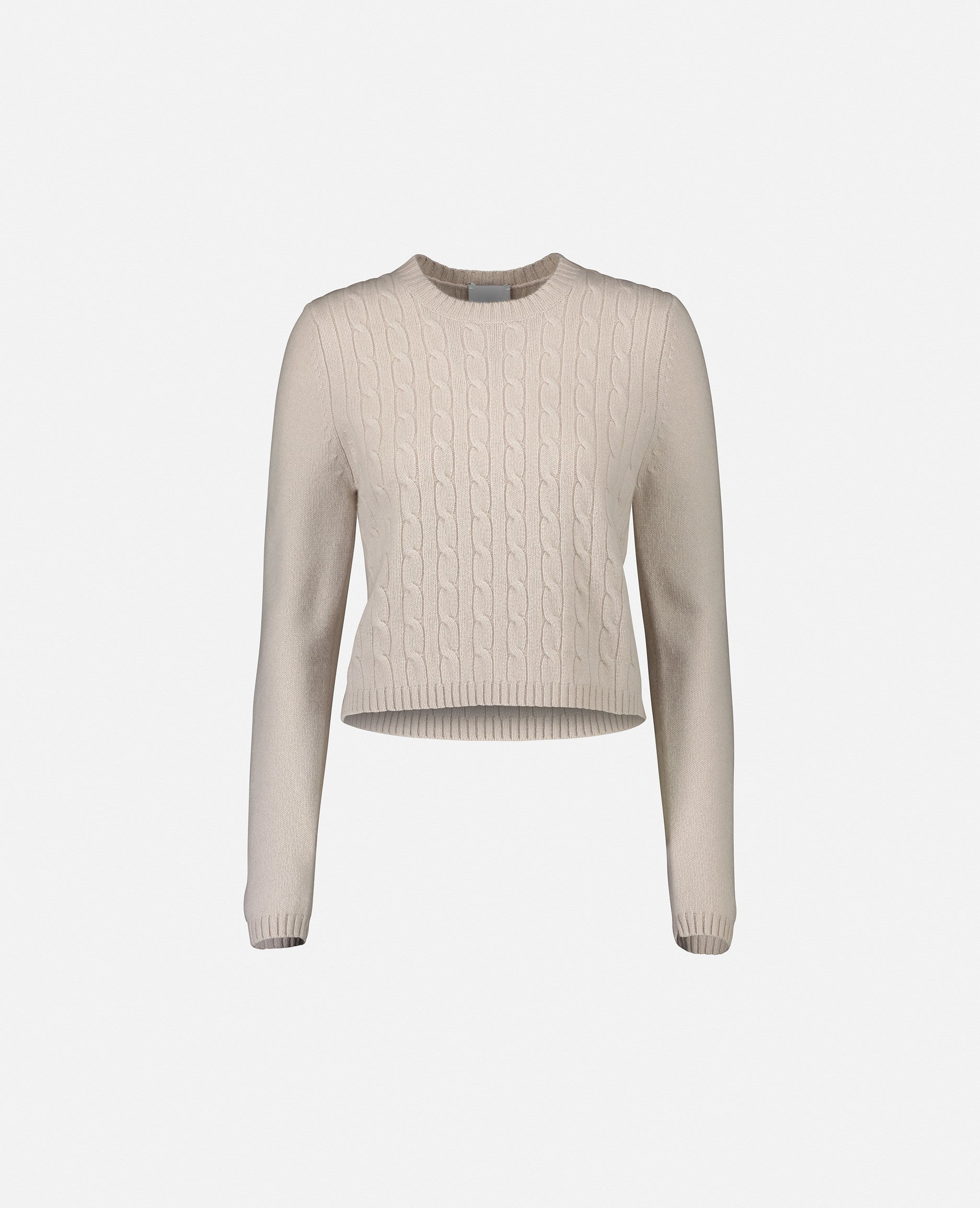 235-11421-41-S_1 - Allude - 5% Elastane 95% Cashmere Cashmere Creme Damen Kastiger Schnitt Kreme Langarm Mittelschwerer Strick Pullover Rundhalsausschnitt SAPG::235-11421 Winter 2023/2024