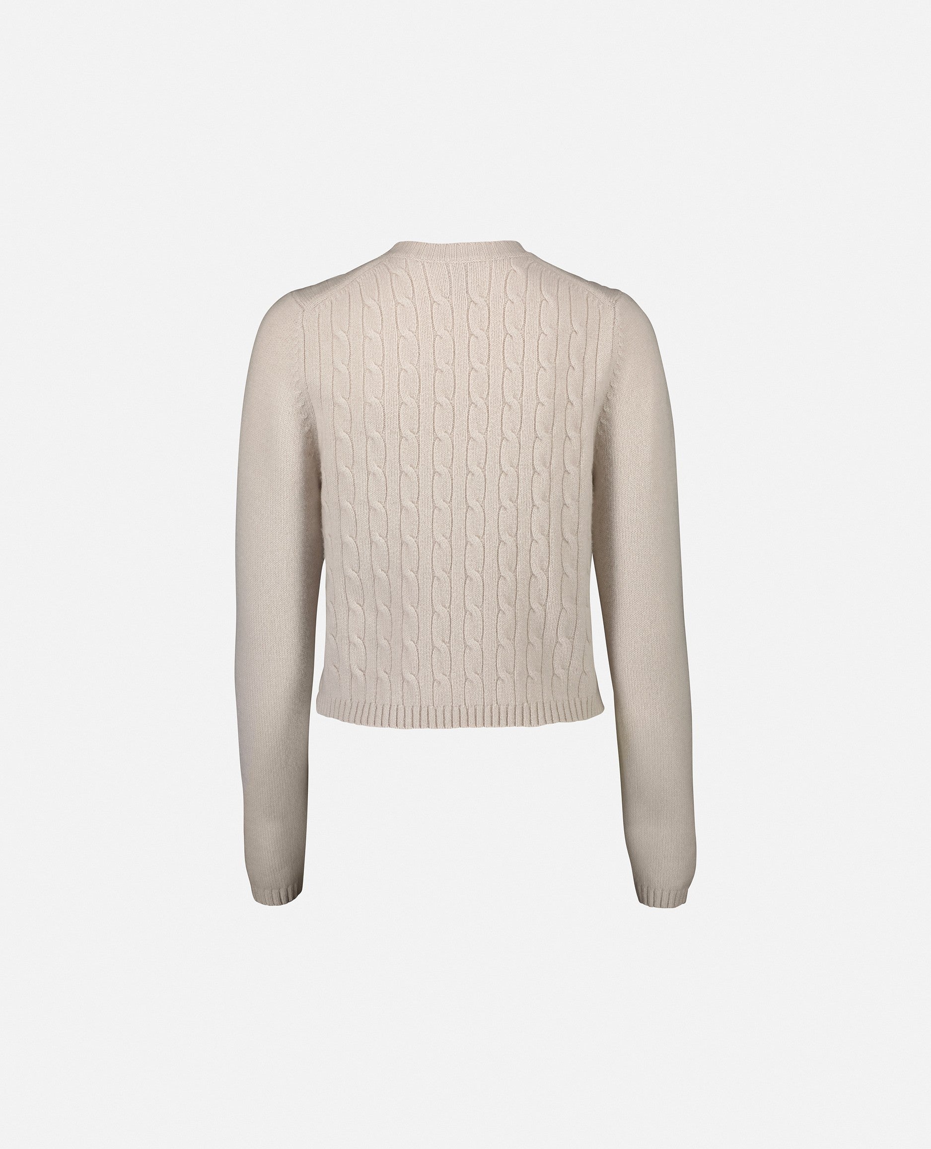 235-11421-41-S_2 - Allude - 5% Elastane 95% Cashmere Cashmere Creme Damen Kastiger Schnitt Kreme Langarm Mittelschwerer Strick Pullover Rundhalsausschnitt SAPG::235-11421 Winter 2023/2024